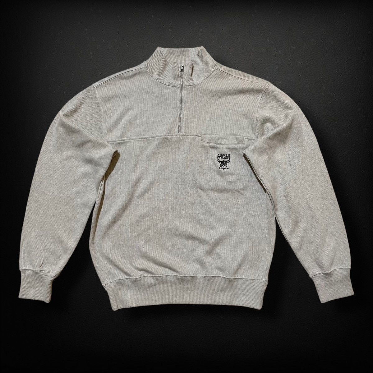 MCM Vintage 90s MCM Légère Quarter-Zip Ribbed Sweatshirt Size US S / EU 44-46 / 1 - 1 Thumbnail
