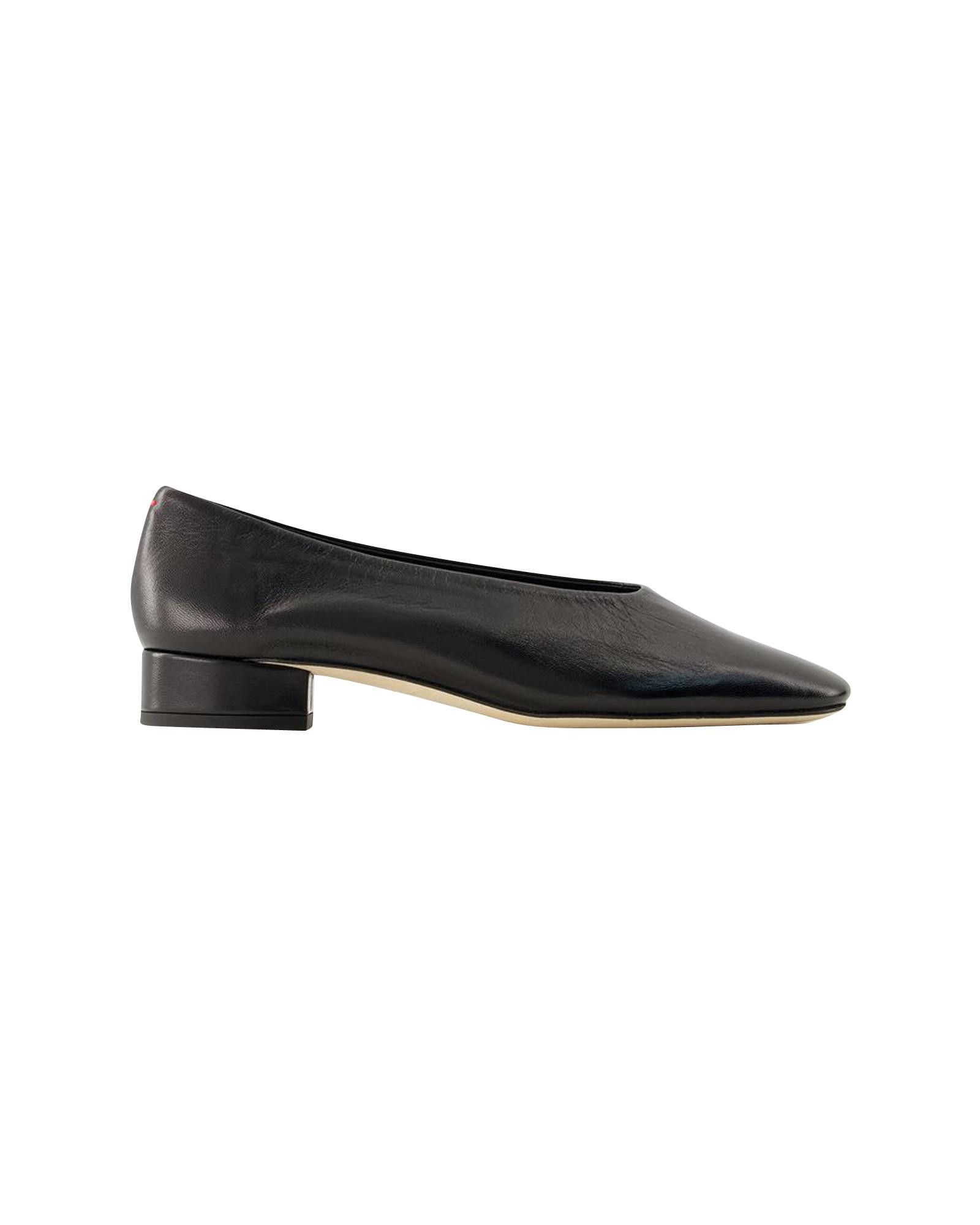image of Aeyde Smooth Leather Round Toe Slip-On Ballerinas Shoes in Black, Women's (Size 11)