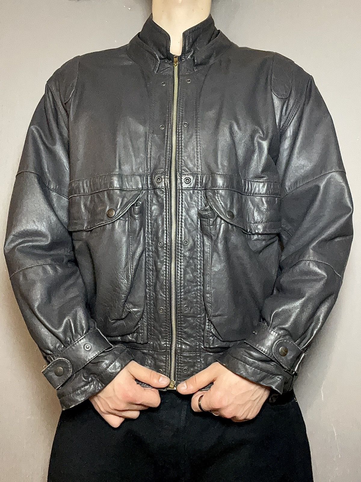 Genuine Leather Crazy Vintage Leather Bomber Jacket Biker Rick Owens Style Size US M / EU 48-50 / 2 - 4 Thumbnail