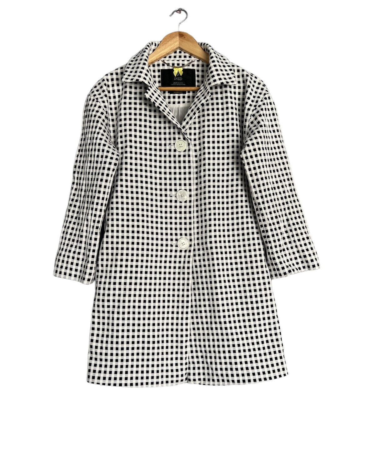 image of Issey Miyake Ined Flandre Minamiaoyama Long Coats in Black/White, Women's (Size XS)