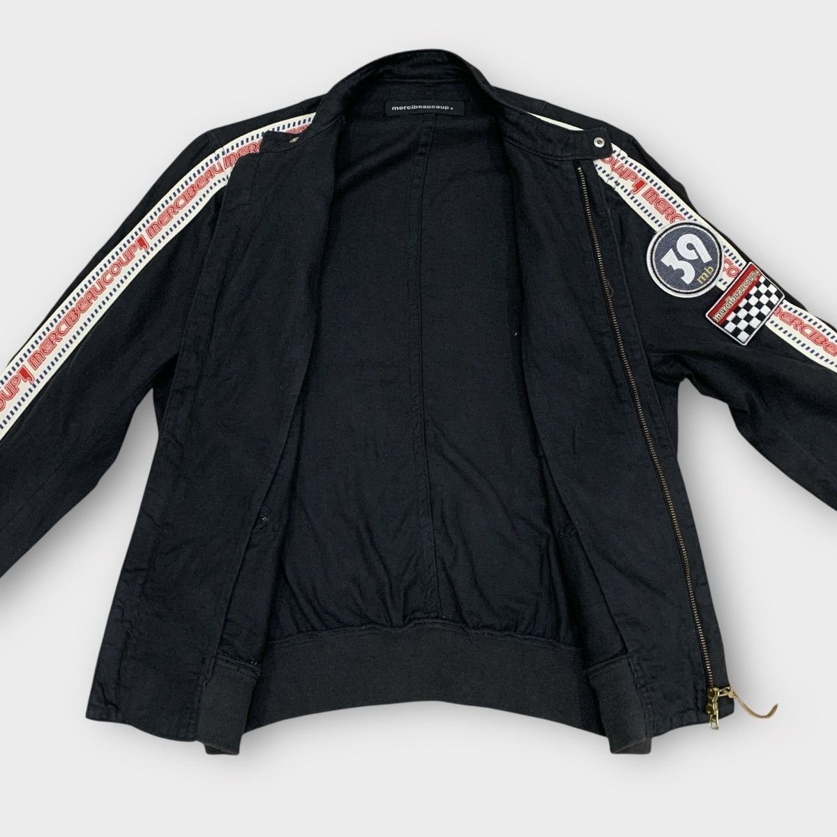 Issey Miyake MERCIBEAUCOUP BOMBER JACKET STAND COLLAR STRIPE PATCHES Size US M / EU 48-50 / 2 - 5 Thumbnail