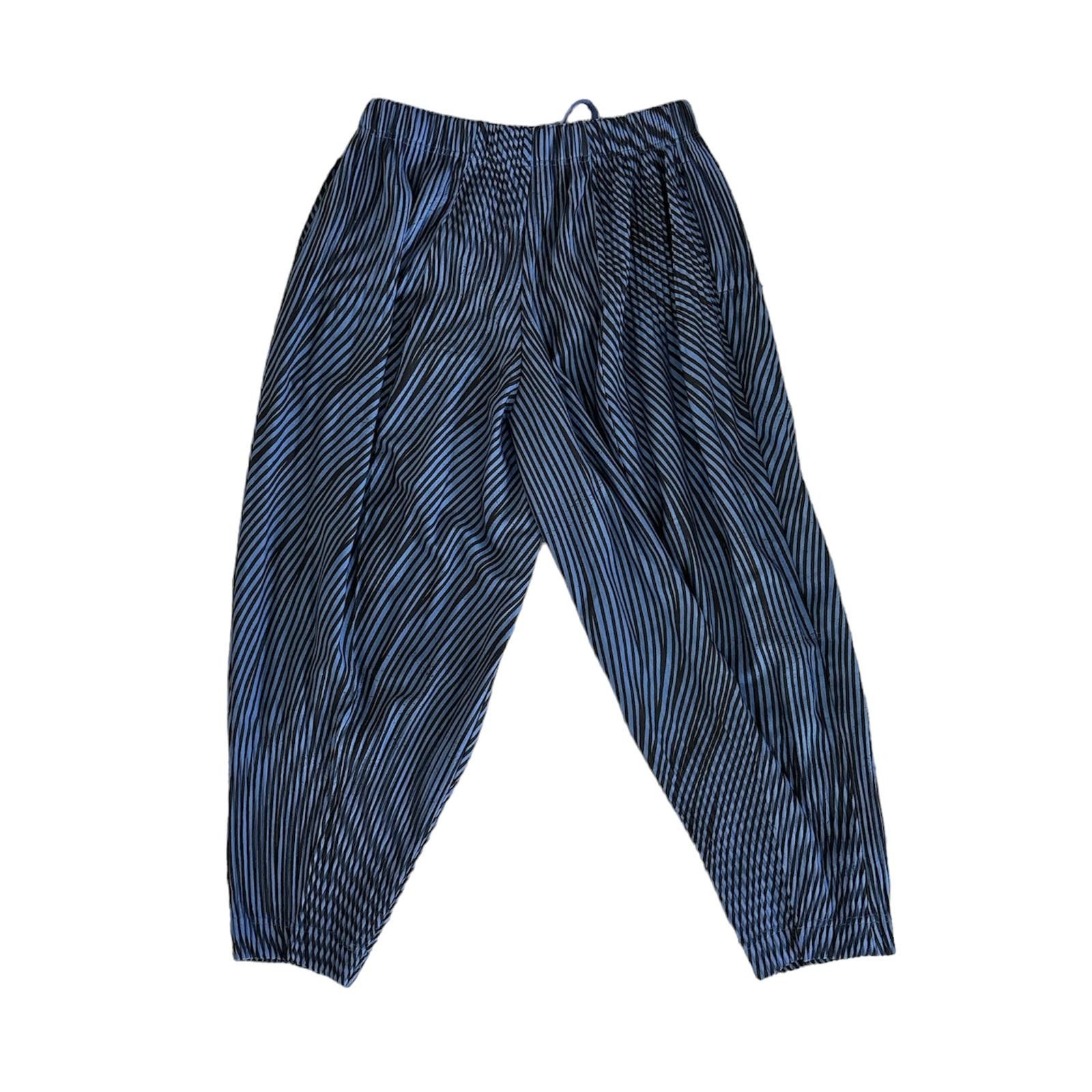 Issey Miyake Homme Plisse Issey Miyake Blue / Black Pleated Trousers Size US 30 / EU 46 - 2 Thumbnail