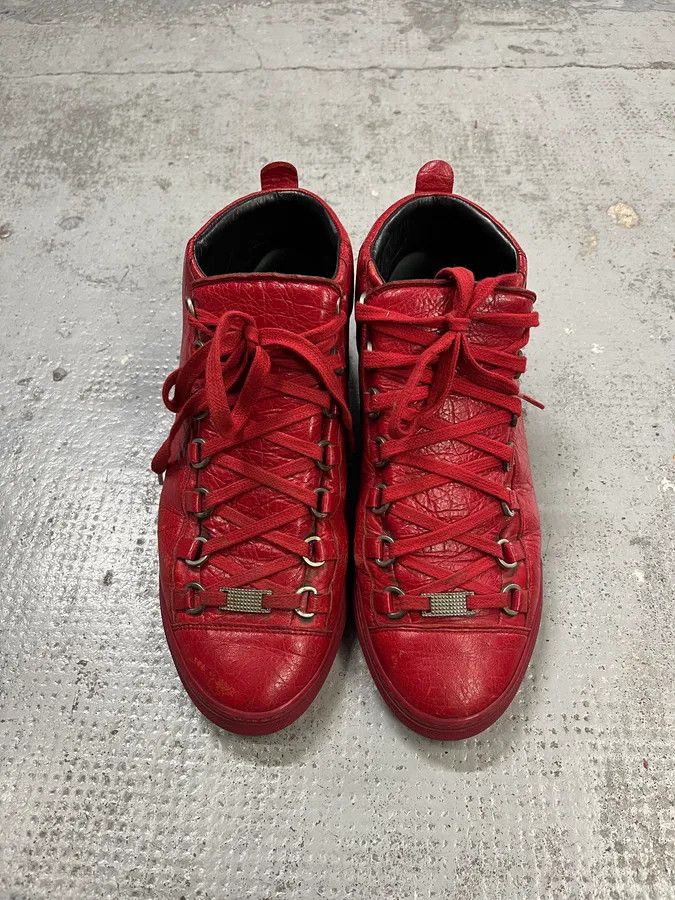 Balenciaga Balenciaga Arena Red Leather High-Top Sneakers Size US 7.5 / EU 40-41 - 4 Thumbnail