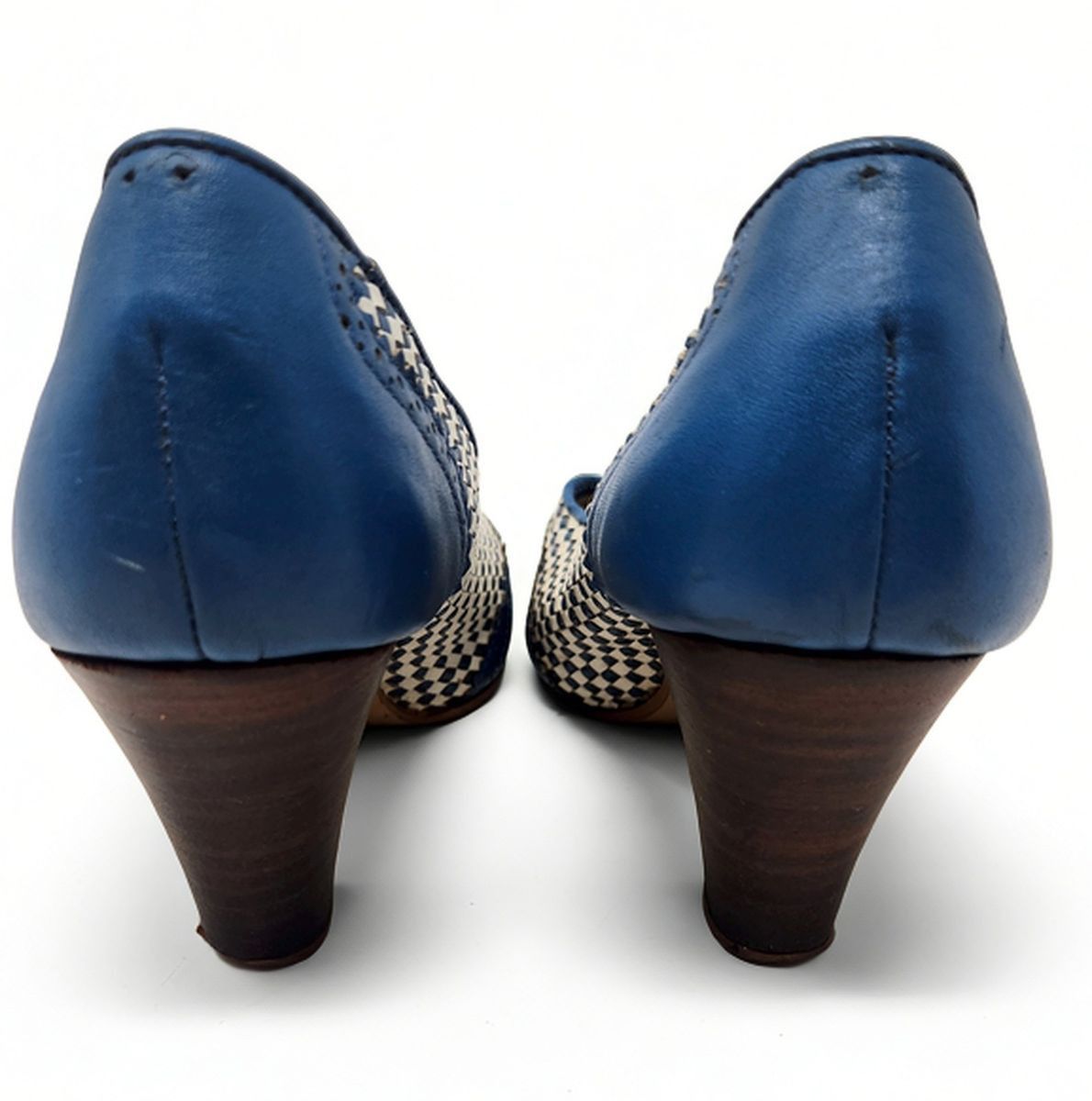 Other Latinas Vintage 80s Checkered Brogue Pumps Block Heel Sz 8.5 Size US 8.5 / IT 38.5 - 4 Thumbnail