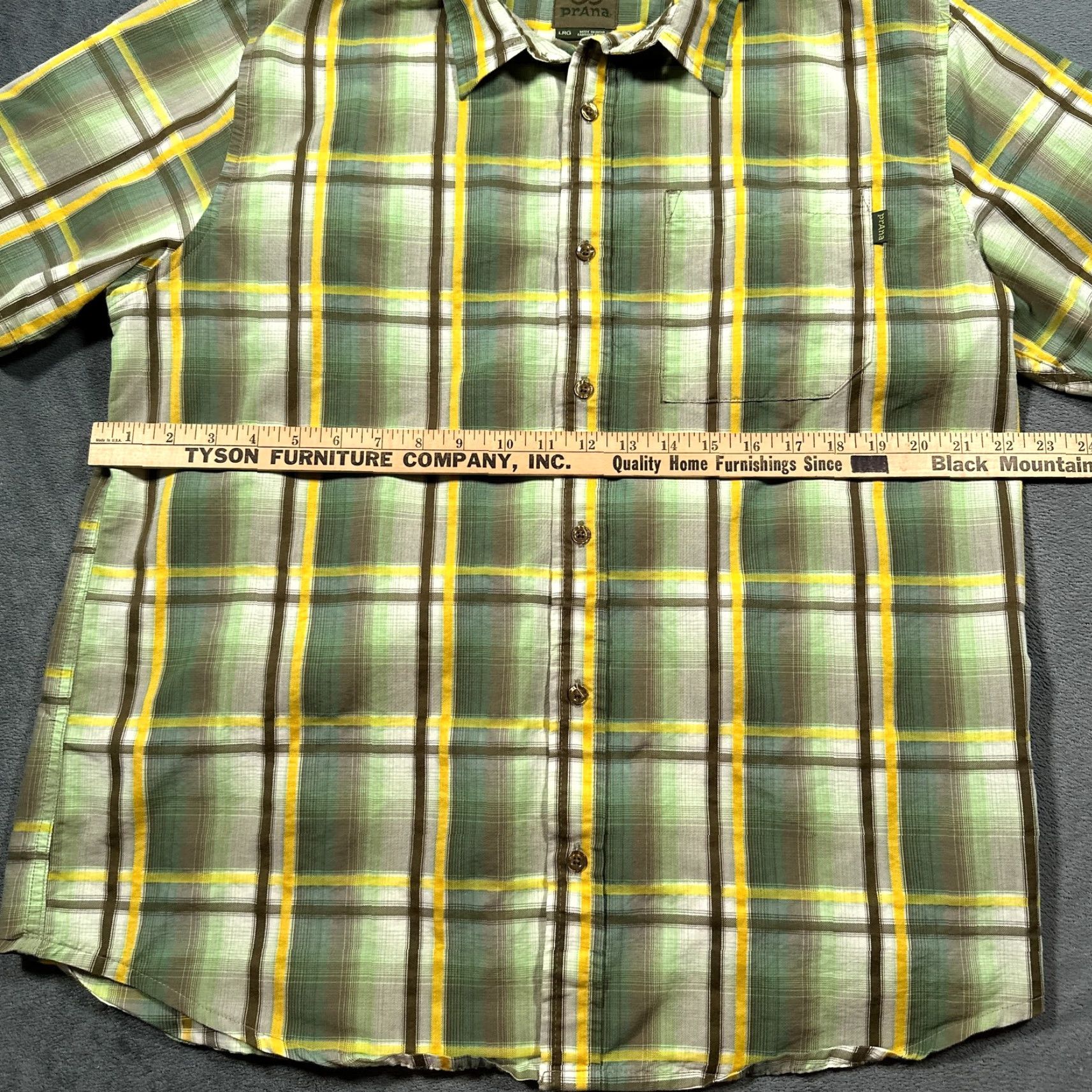 Prana Prana Shirt Mens Large Green Yellow Plaid Short Sleeve Button Up Outdoor Casual Size US L / EU 52-54 / 3 - 4 Thumbnail