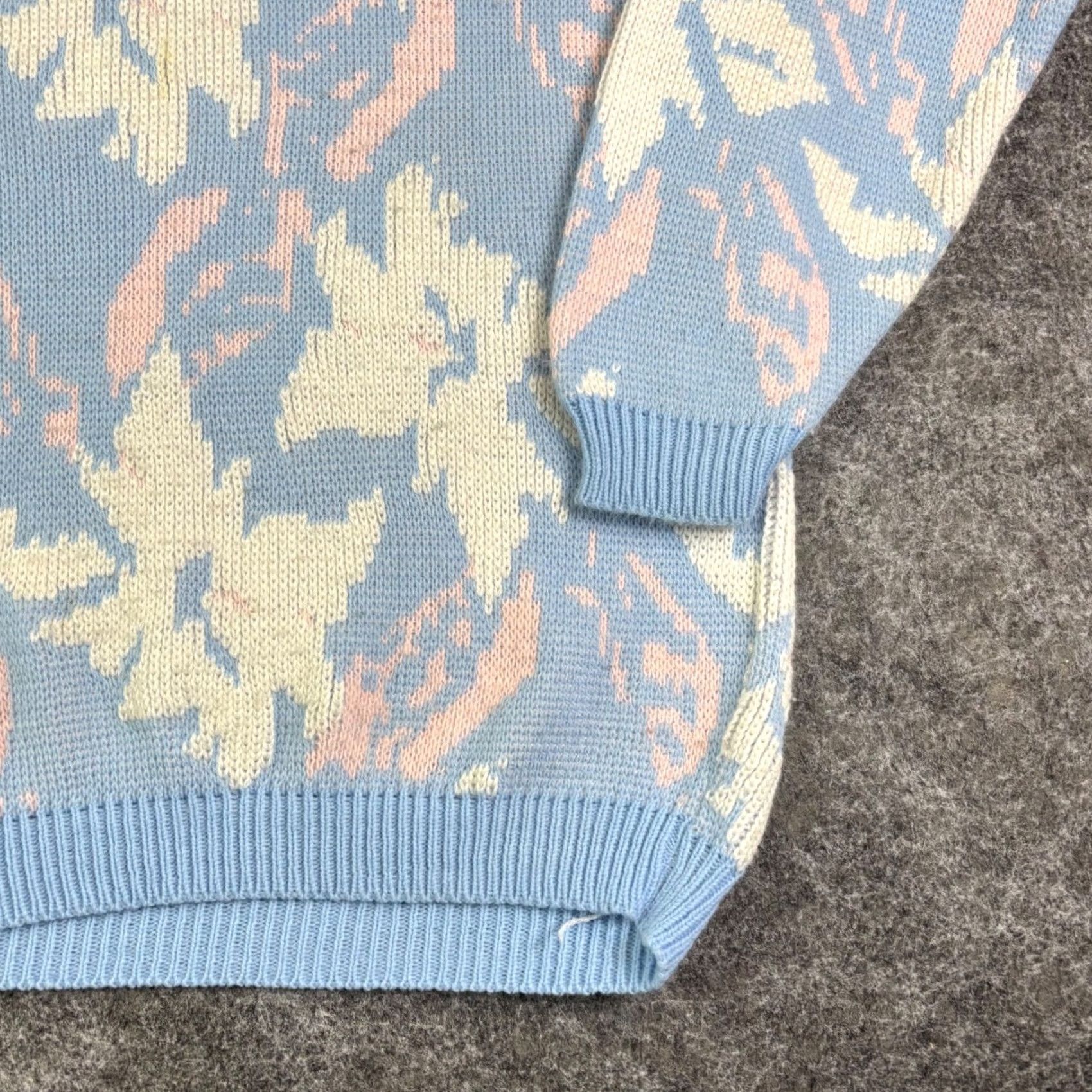 Vintage VINTAGE Turning Point Sweater Pastel Floral Knit Blue Pink Cream L Made in USA Size L / US 10 / IT 46 - 7 Thumbnail