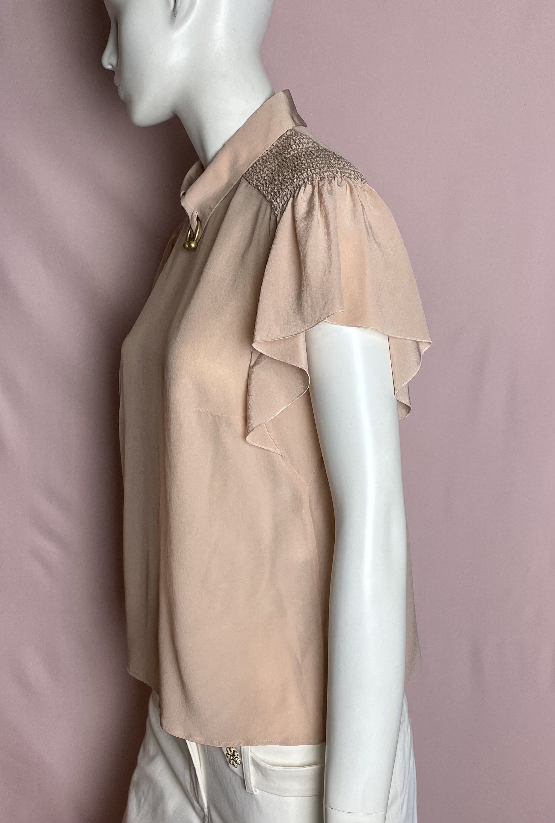 RED Valentino RED Valentino Pierced Ruffled Silk Blouse IT 42 Size M / US 6-8 / IT 42-44 - 3 Thumbnail