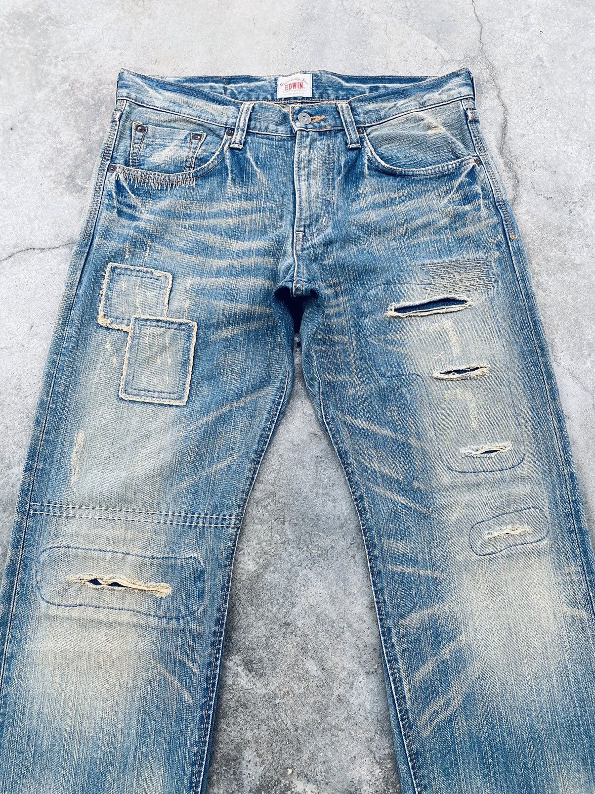 Vintage Edwin Xu Flare Distressed Denim Pants