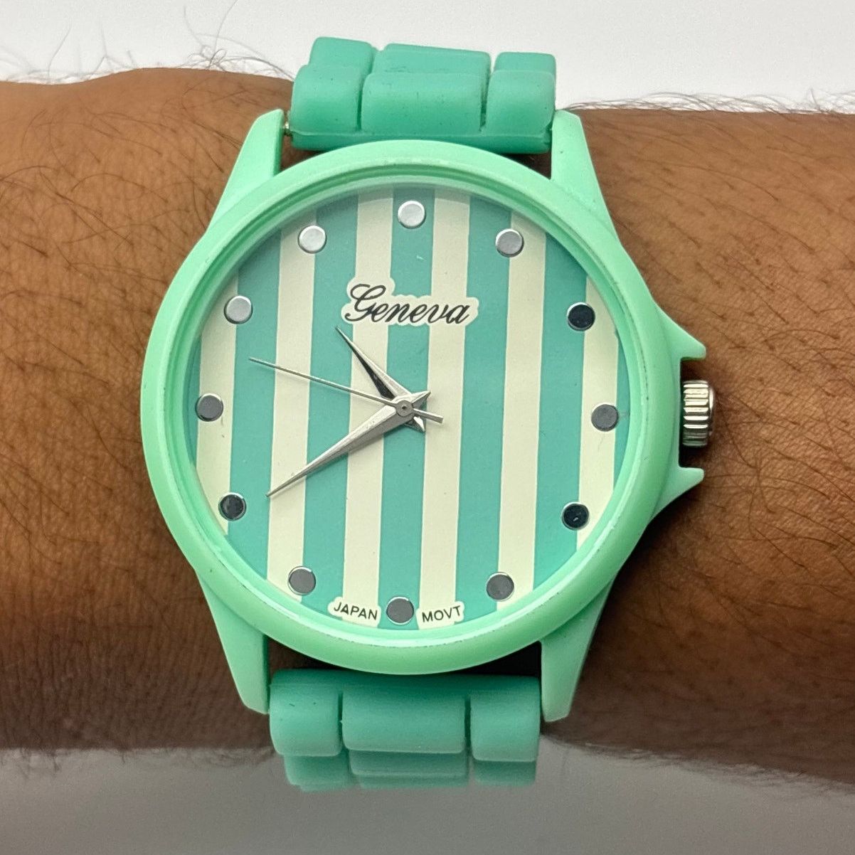 Geneva Striped Turquoise Men's Watch Size ONE SIZE - 2 Thumbnail