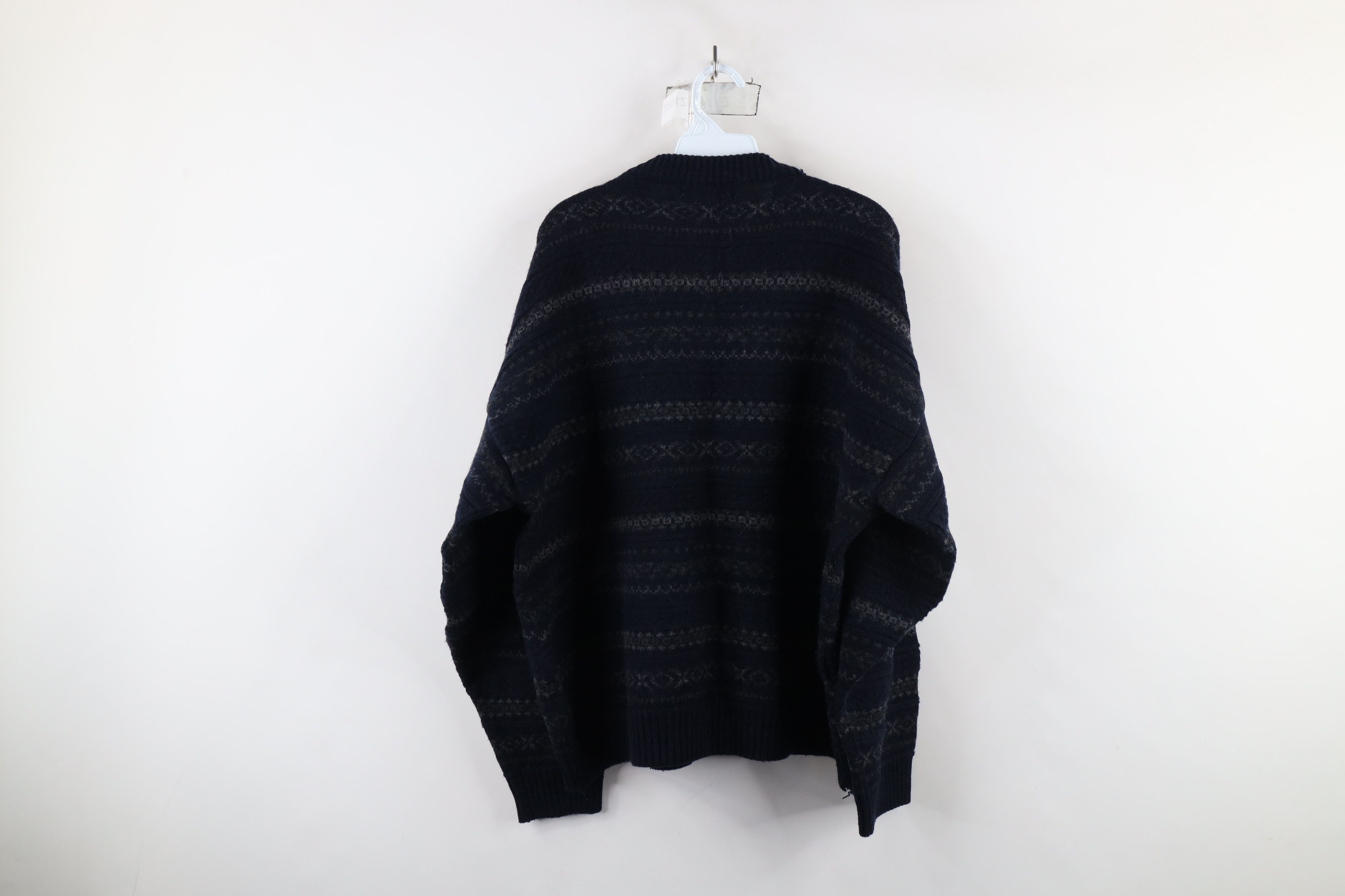 Vintage Vintage 90s Streetwear Knit Fair Isle V-Neck Sweater Blue Size US XXL / EU 58 / 5 - 9 Thumbnail