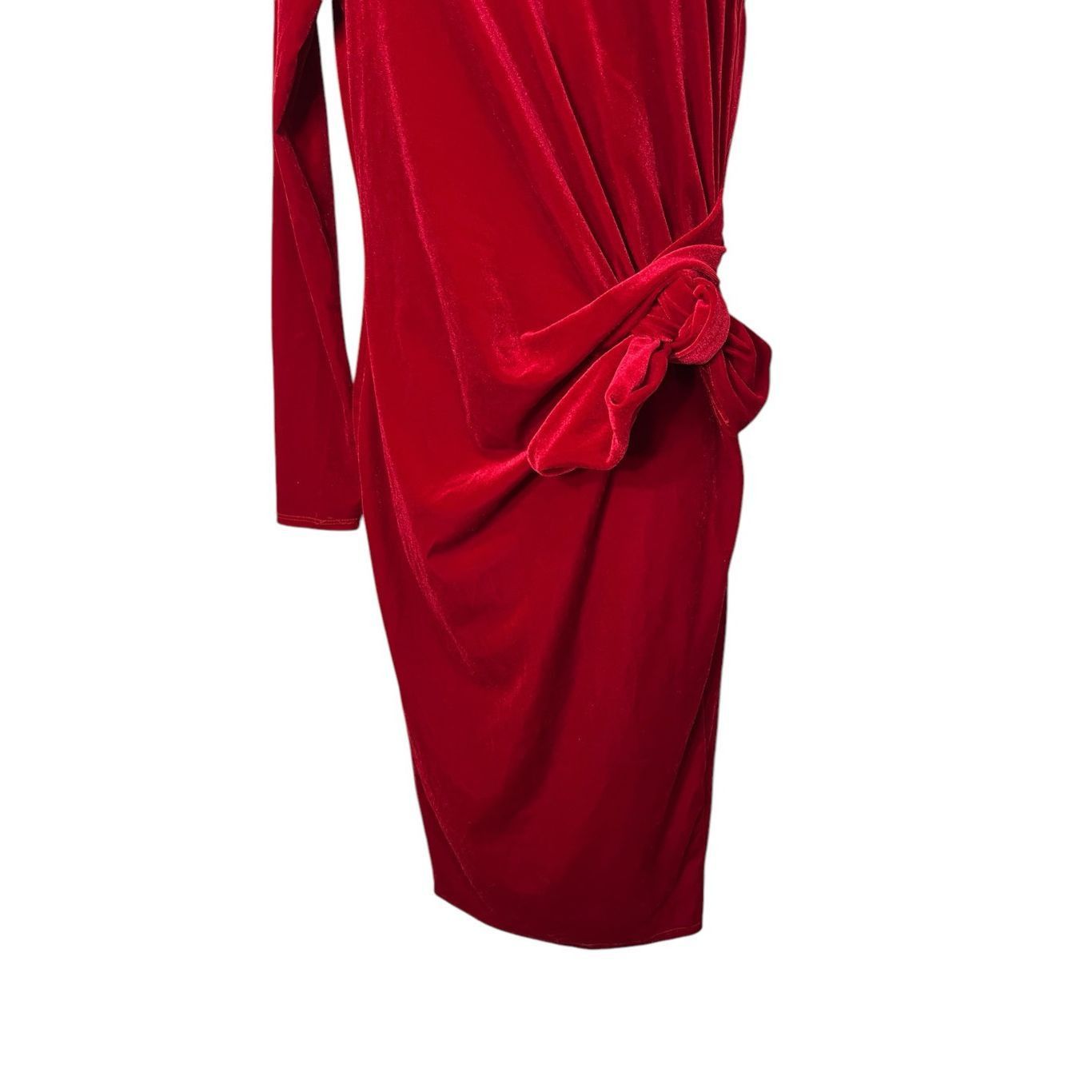 Other Vintage Day & Night 80s 90s Red Velvet One Shoulder Midi Dress Size M Size M / US 6-8 / IT 42-44 - 3 Thumbnail