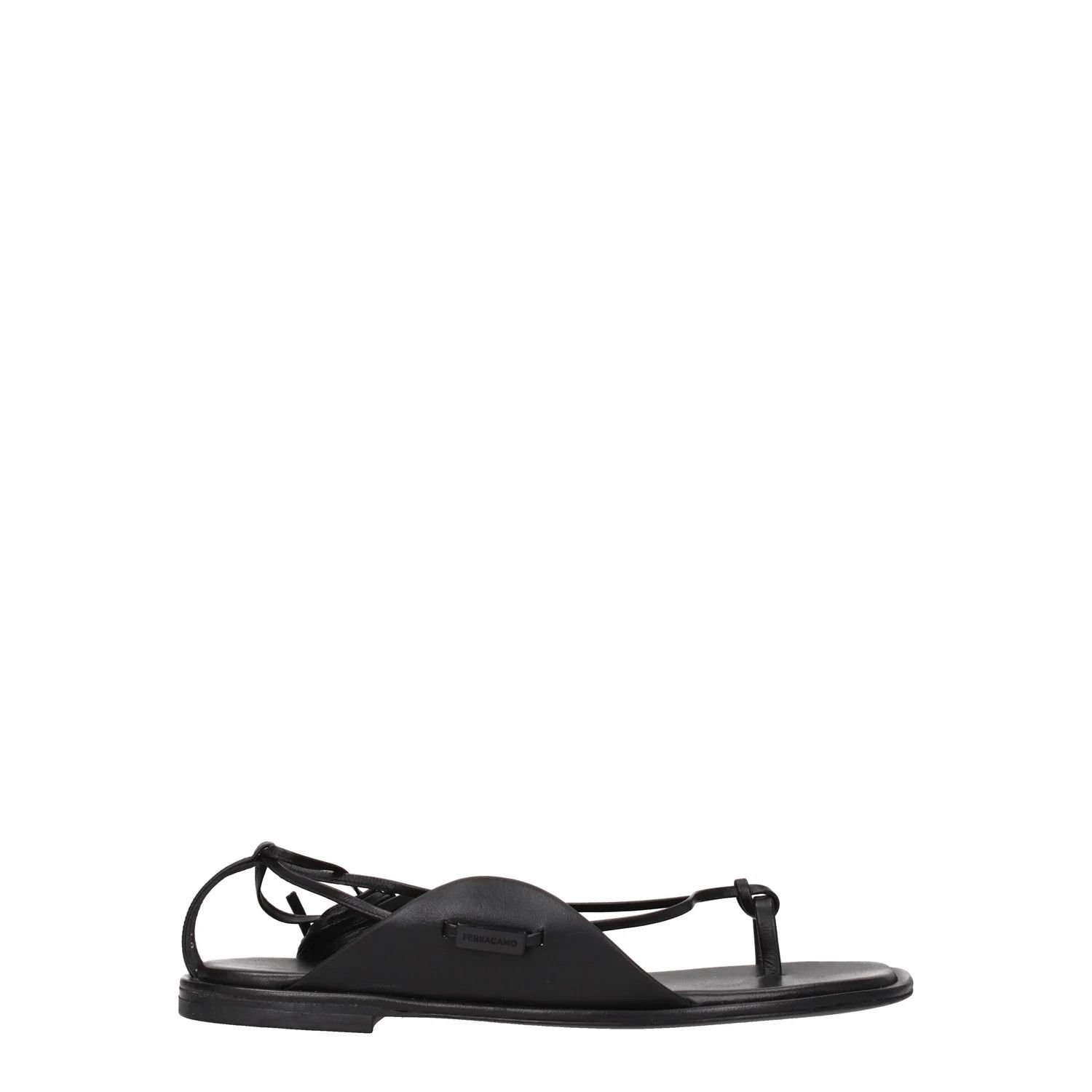 ob1o1e1224 Leather Flip Flops in Black
