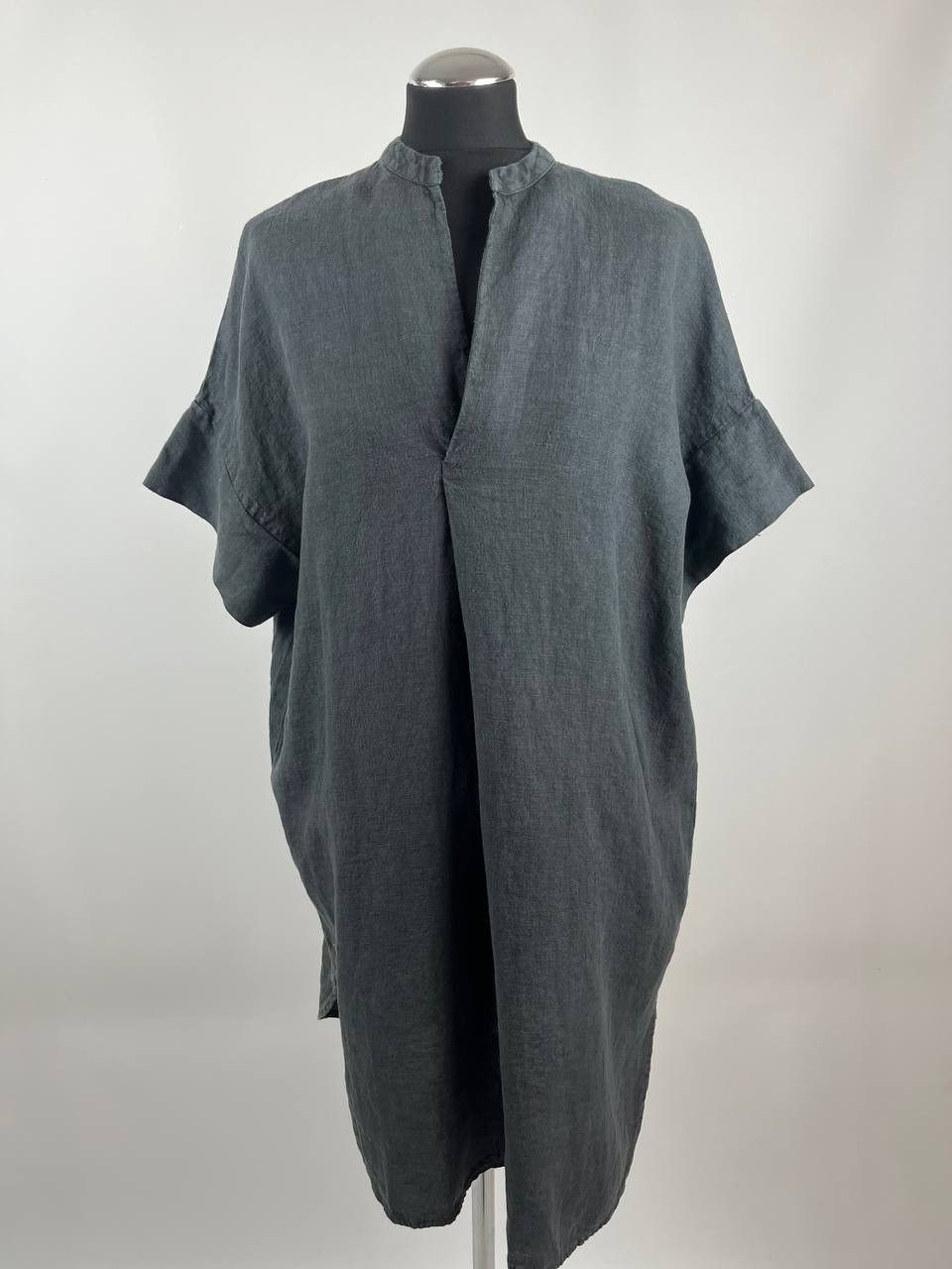 hannes roether Hannes Roether 100% Pure Linen Midi Kaftan Gray Dress Size M / US 6-8 / IT 42-44 - 1 Thumbnail