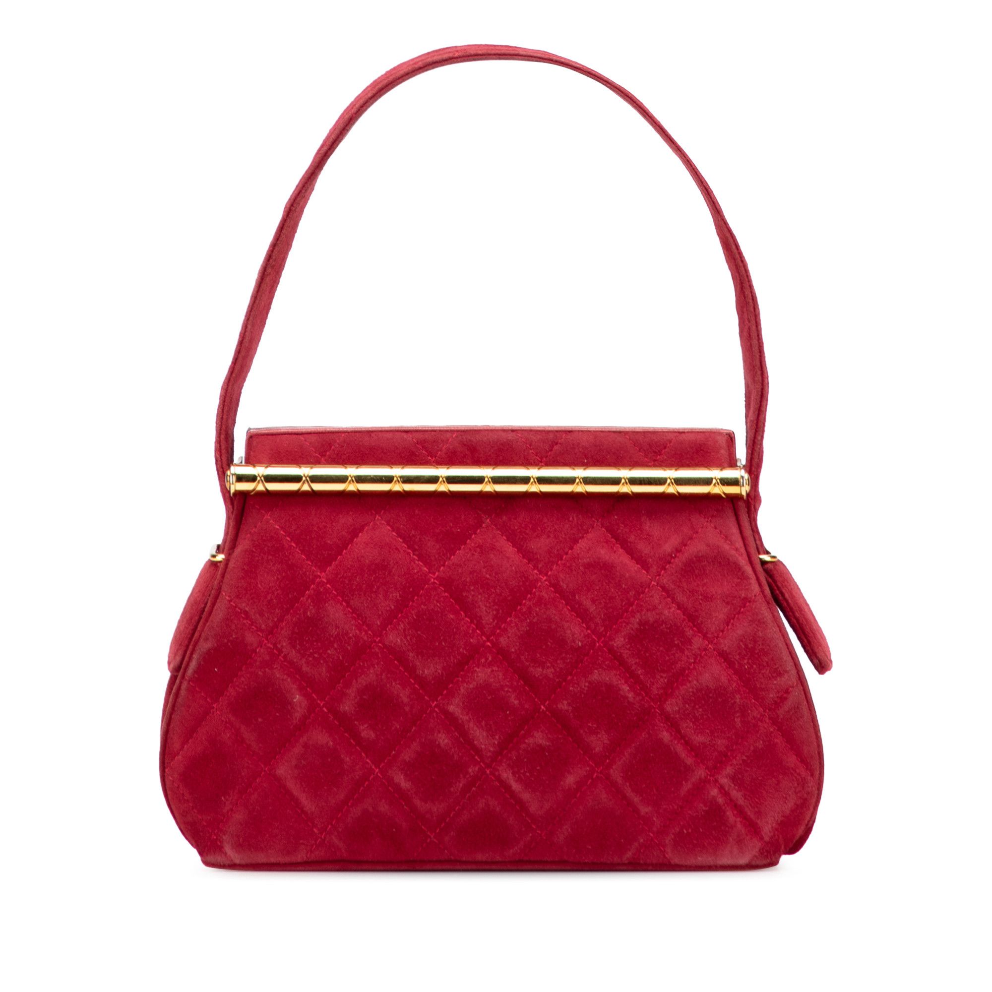 Chanel Chanel Quilted Suede Metal Frame Handbag Size ONE SIZE - 1 Thumbnail