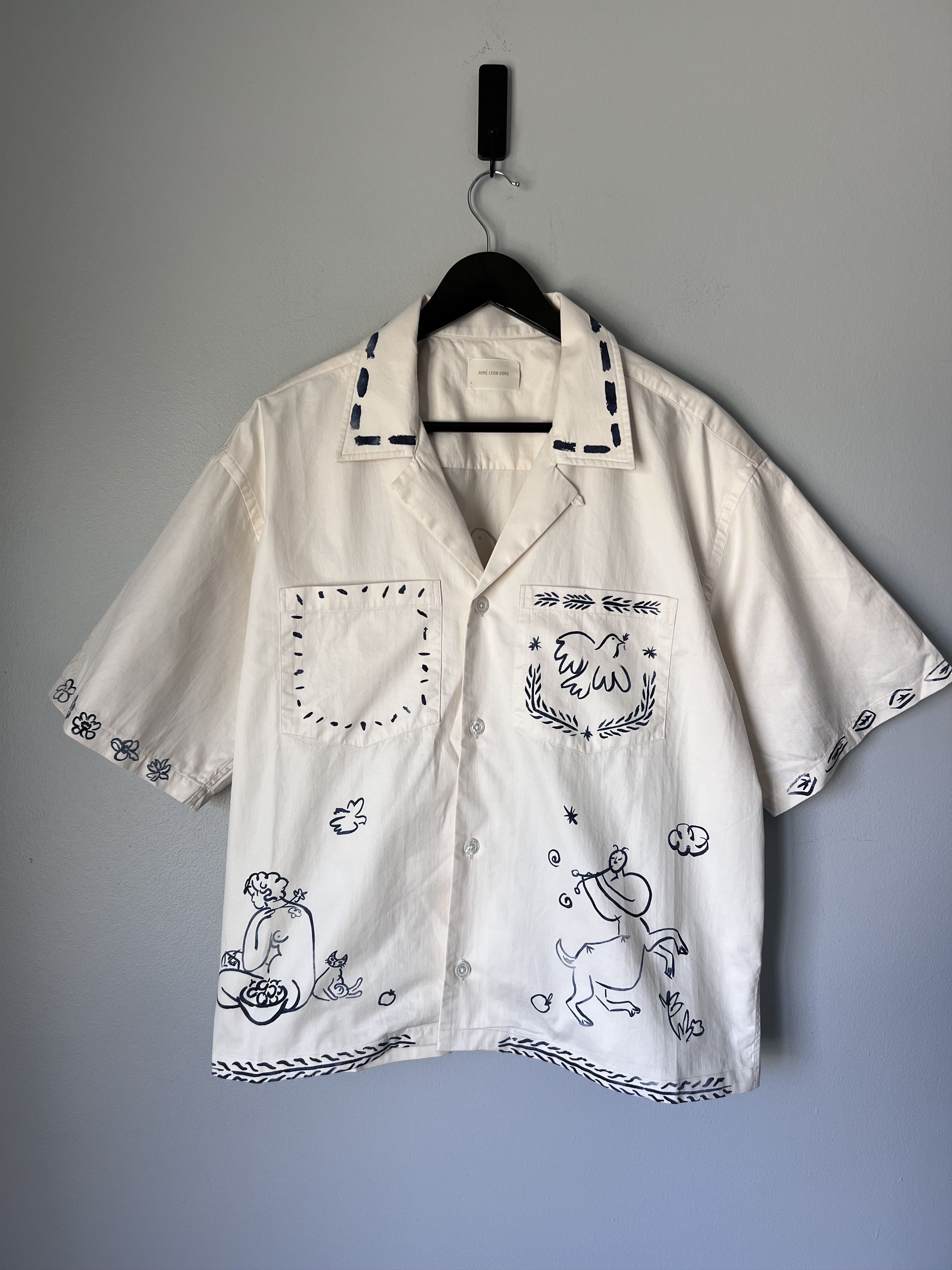 Aime Leon Dore「Lesvos」クロップドキャンプシャツ M Aime Leon Dore Lesvos Cropped Camp Shirt - Large | eBay