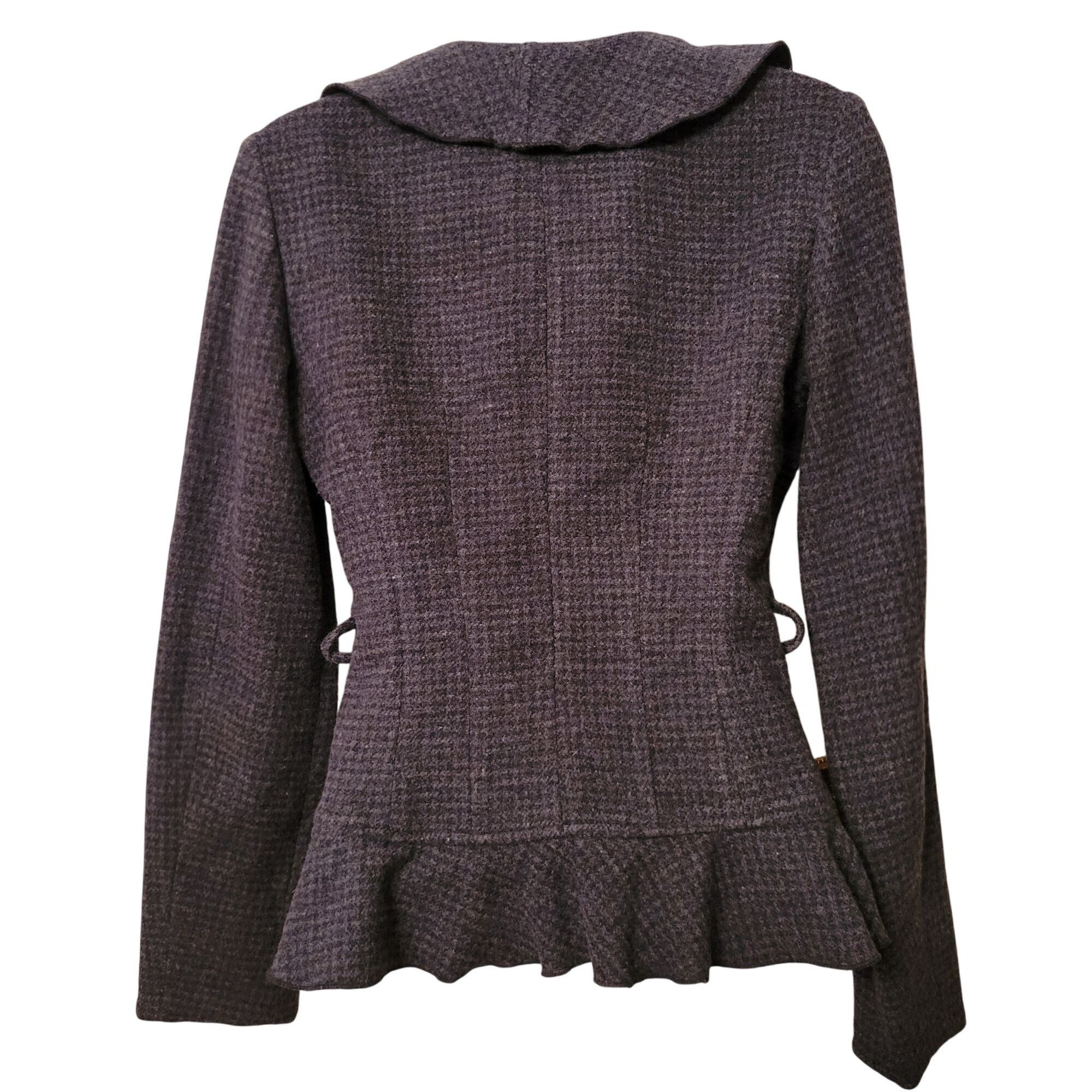 Armani Armani Jeans 0 Blue Gray Tweed Ruffle Wool Fitted Blazer Jac Size XS / US 0-2 / IT 36-38 - 5 Thumbnail