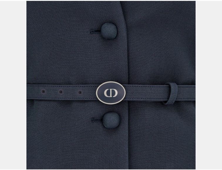Dior o1w1db11124 Wool Cropped Jacket in Navy Blue Size XL / US 12-14 / IT 48-50 - 3 Thumbnail
