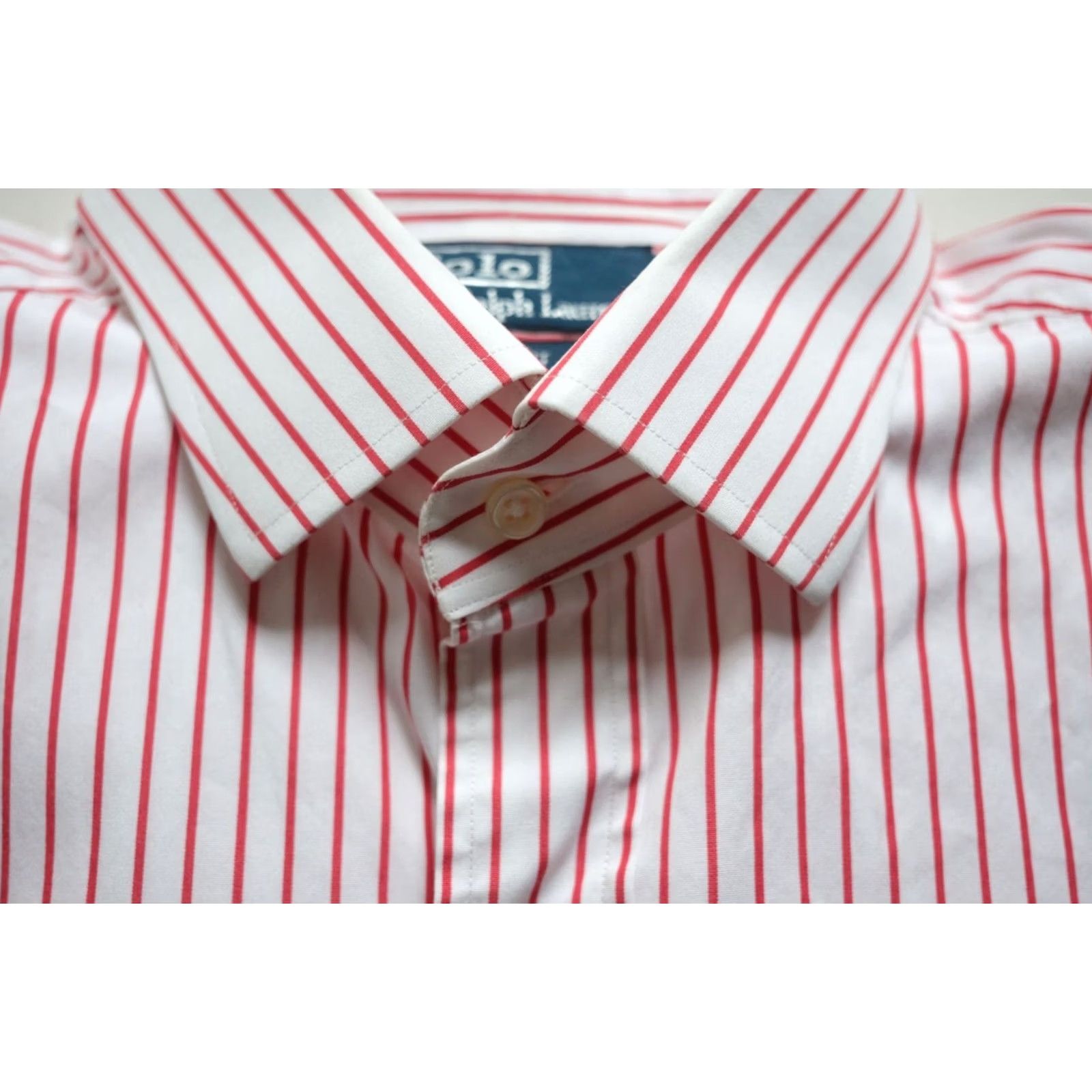 Ralph Lauren VINTAGE Ralph Lauren POLO SHIRT Button-Down Classic Fit Striped Cotton 90s Retro Men SZ 16 1/2 White Size US L / EU 52-54 / 3 - 6 Thumbnail
