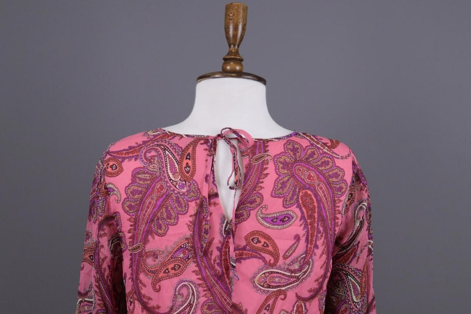 J.Crew J.Crew Pink Silk Paisley Drawstring Blouse Shirt Size 6 / S Size S / US 4 / IT 40 - 9 Thumbnail