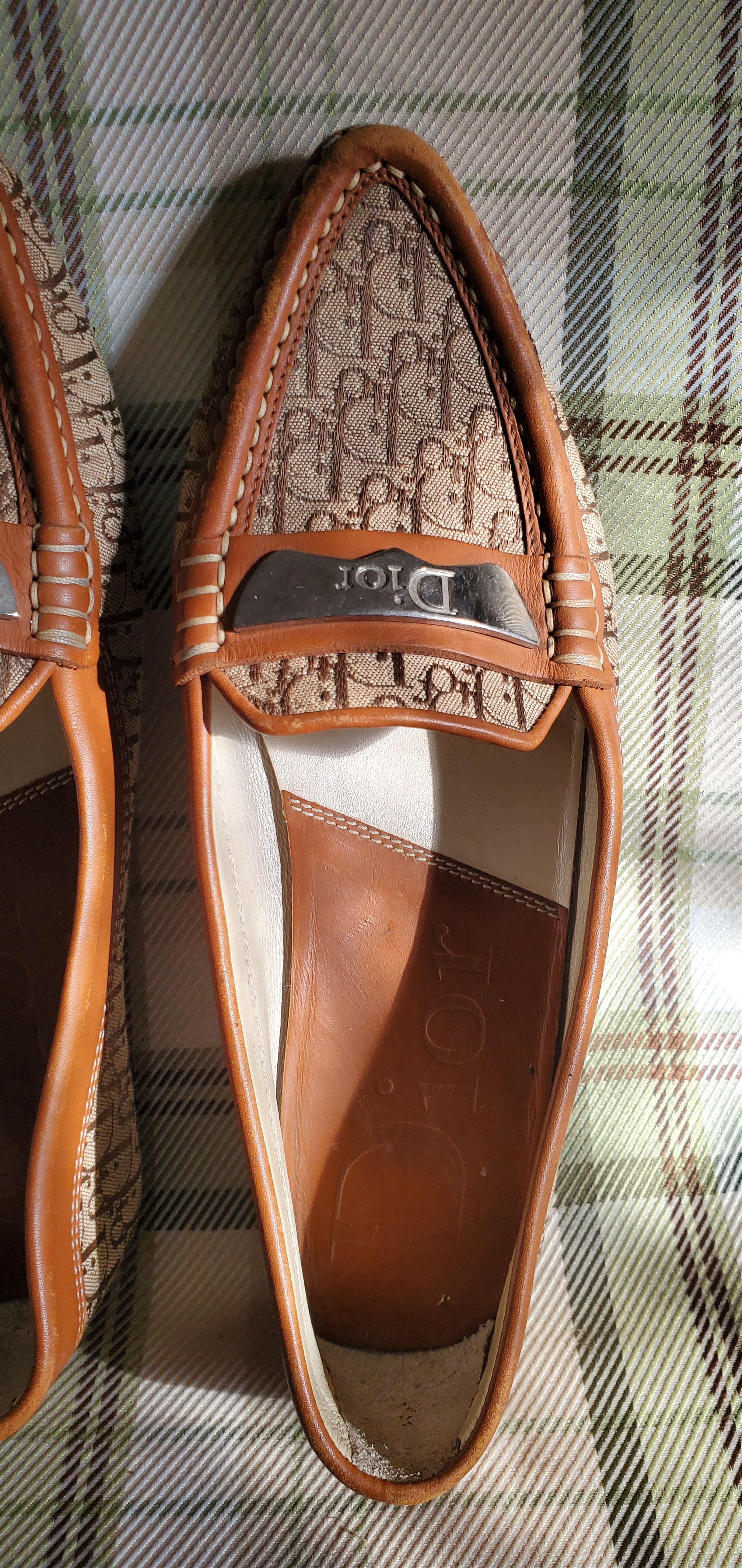 Dior Dior Brown Canvas Leather Loafers Size US 5 / IT 35 - 2 Thumbnail