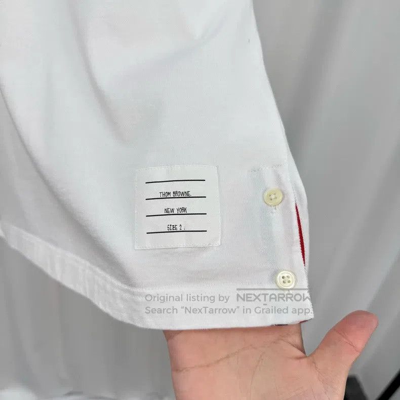 Thom Browne Thom Browne White and Grey Striped Long Sleeve Size US M / EU 48-50 / 2 - 5 Thumbnail