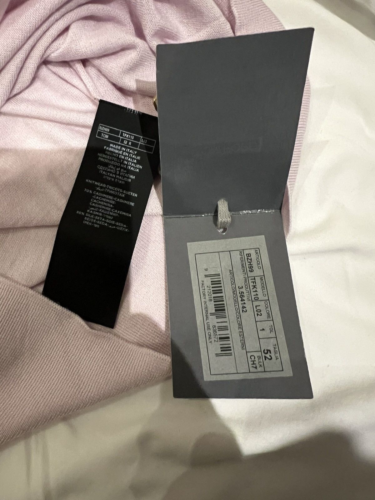 Tom Ford TOM FORD fine-knit 52 Italy 70% Cashmere 30% Silk Pink Size US L / EU 52-54 / 3 - 6 Thumbnail