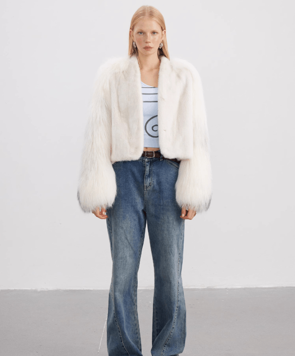 Other Women’s White Mink and Arctic Fox Jacket Size L / US 10 / IT 46 - 2 Thumbnail