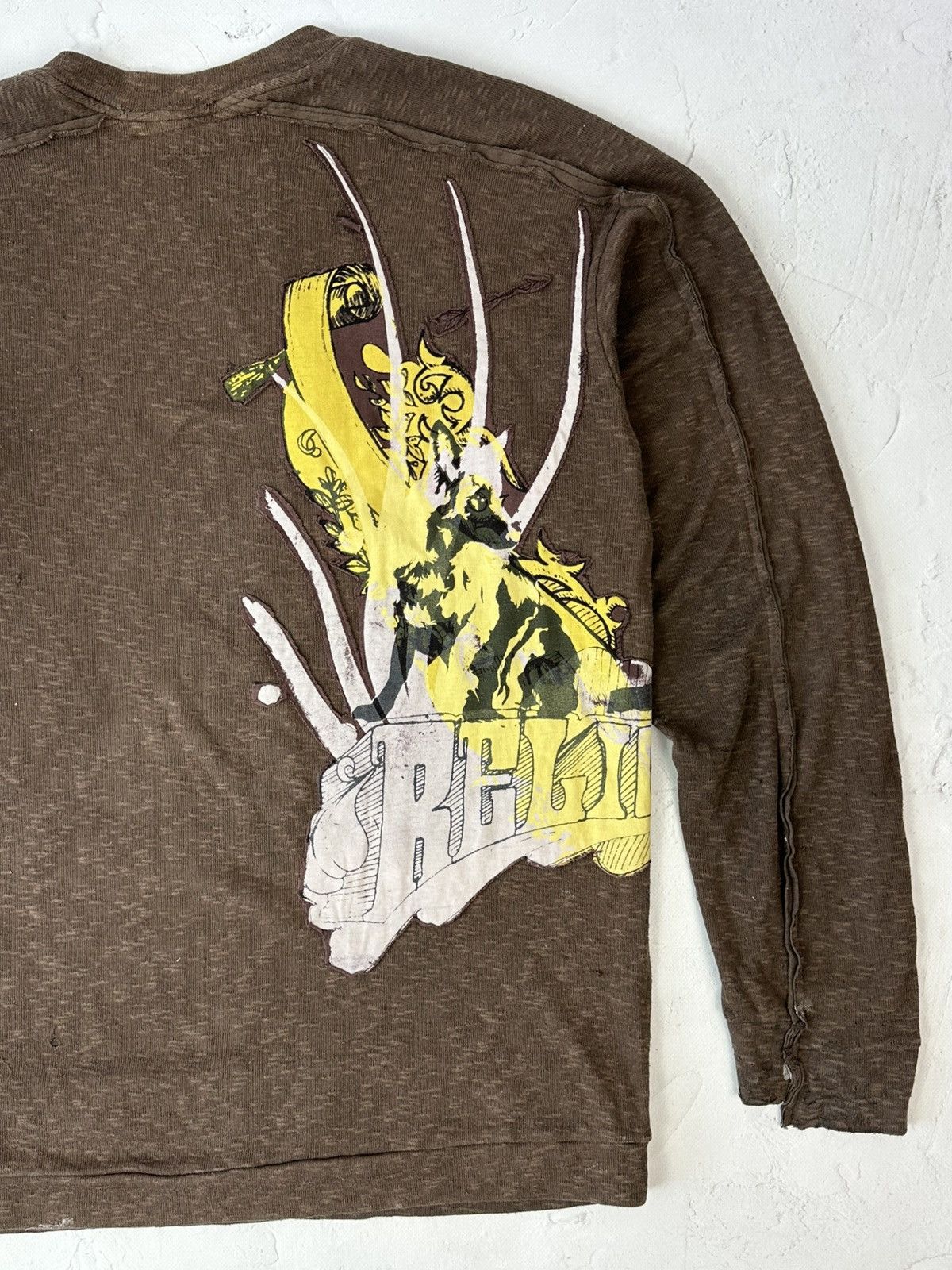 If Six Was Nine Y2K Vintage Religion Torn Distressed Brown Sweater Size US M / EU 48-50 / 2 - 10 Thumbnail