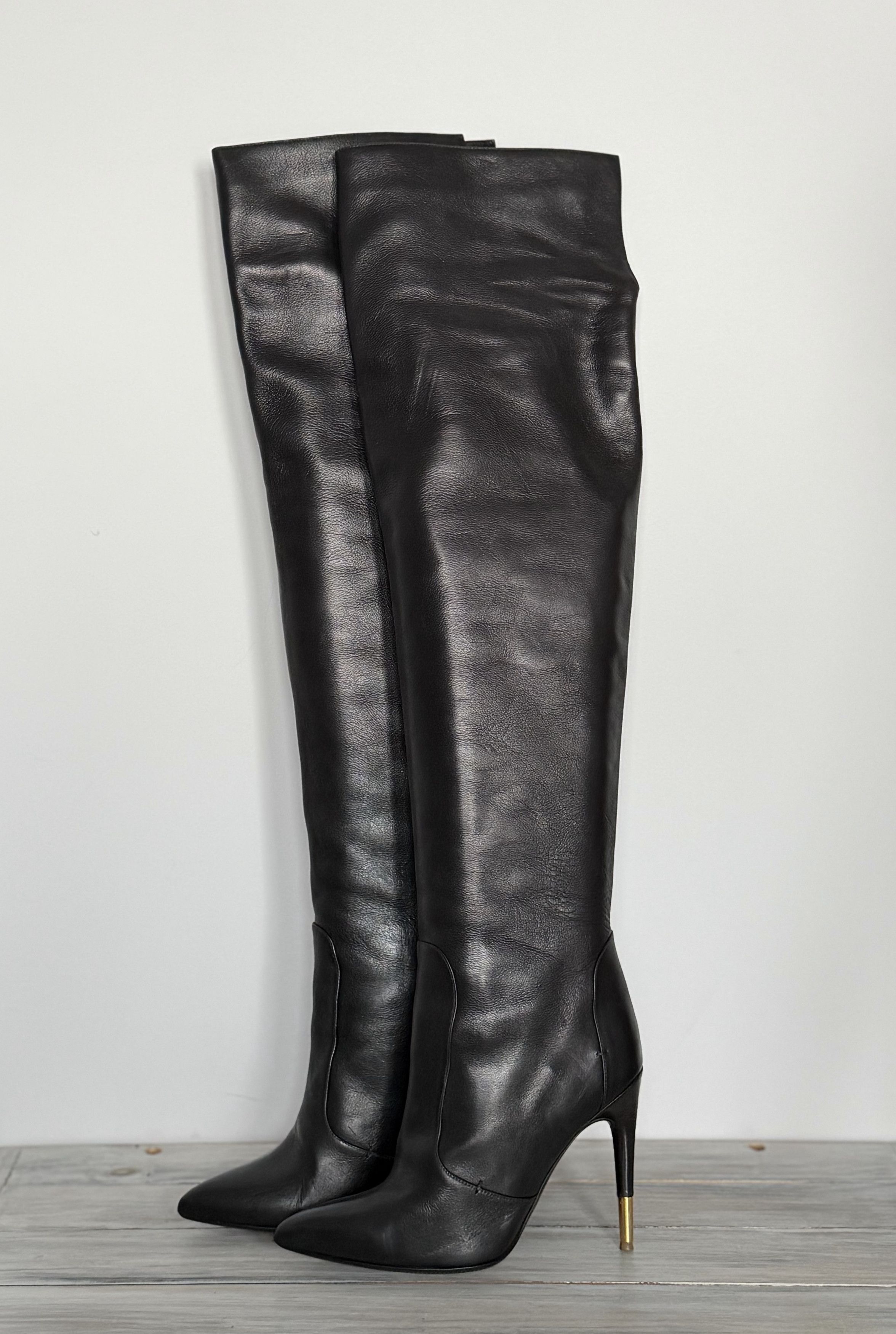 TOM FORD Embellished Leather Over-The-Knee Boots MadeinItaly