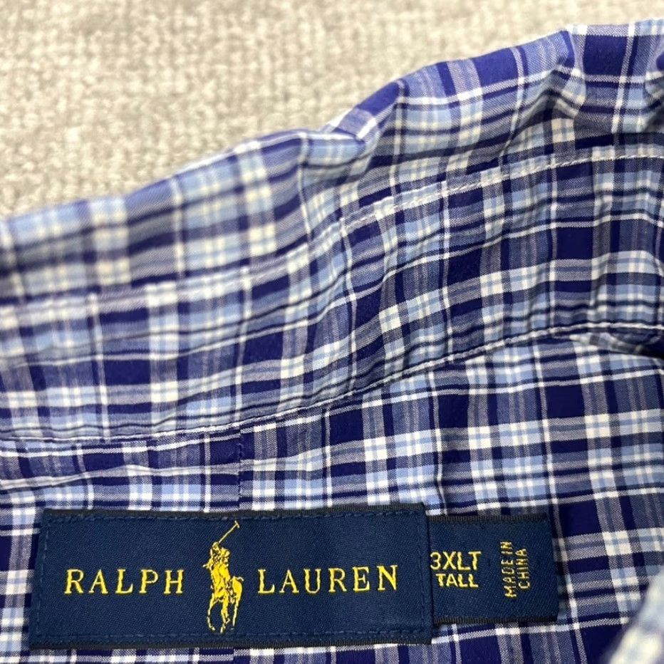 Ralph Lauren VINTAGE RALPH LAUREN Shirt Mens 3XLT Tall Blue Plaid Button Down Long Sleeve Pony Casual Size US XXL / EU 58 / 5 - 2 Thumbnail