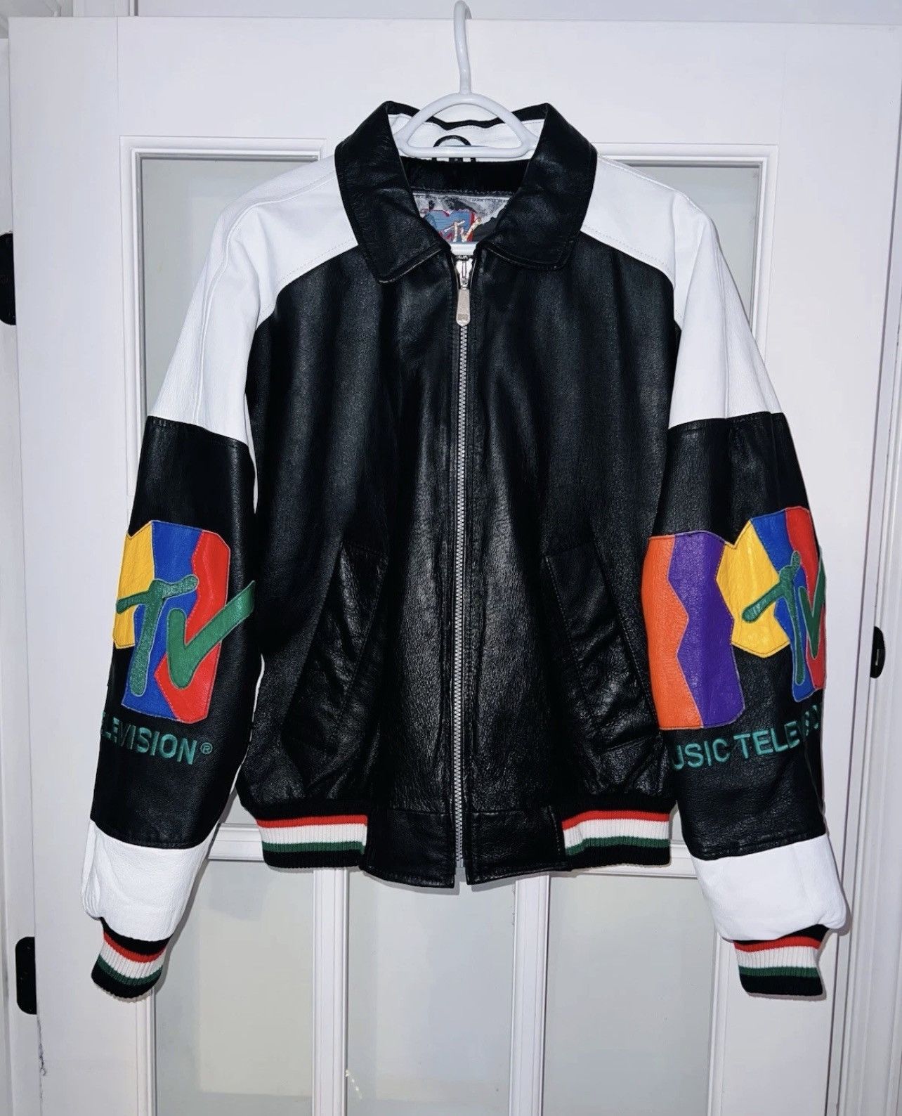 Mtv VTG 1992 MTV MUSIC TELEVISION LEATHER JACKET BLACK S BOMBER Size US S / EU 44-46 / 1 - 2 Thumbnail