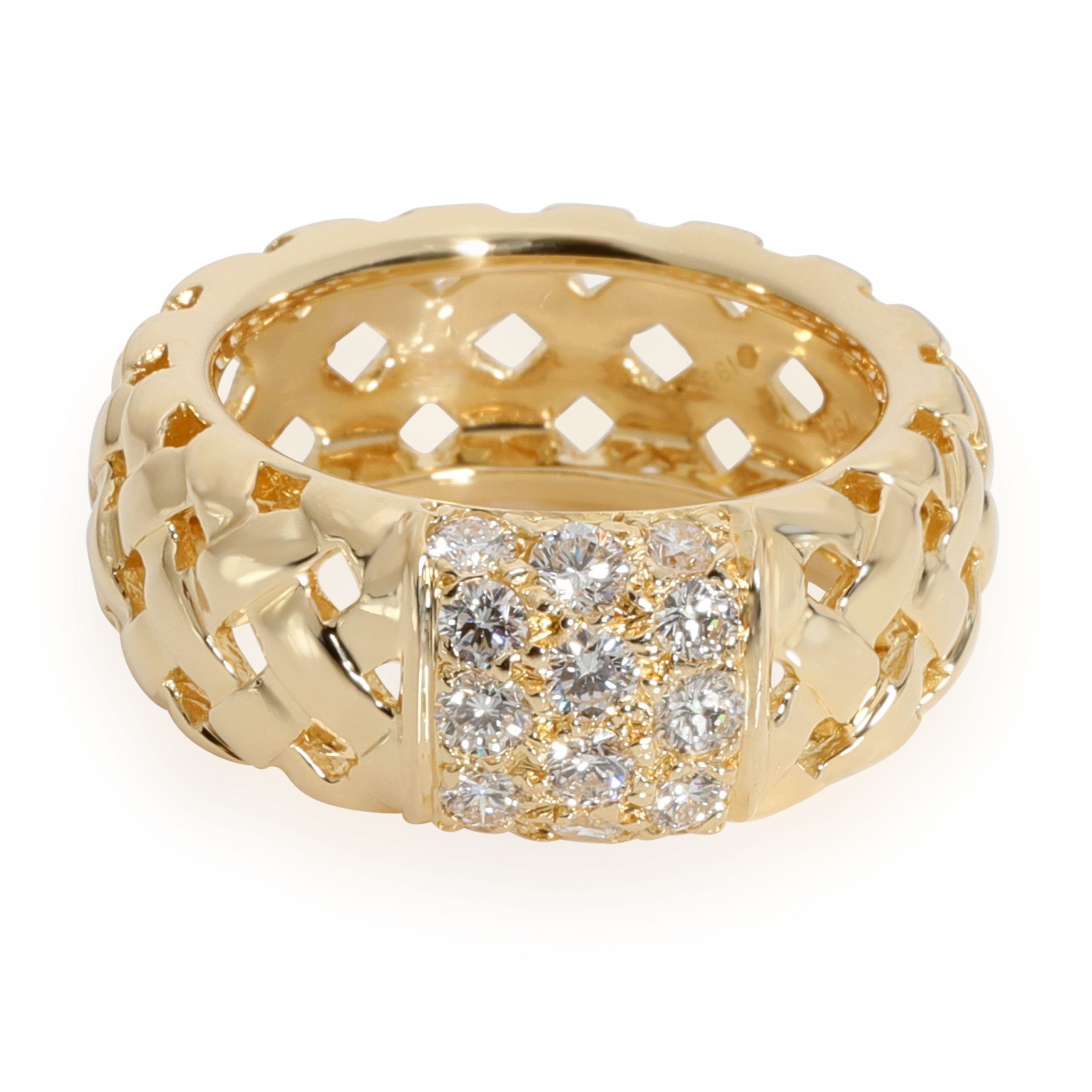 Tiffany & Co. Vannerie Basket Weave Diamond Ring in 18K Yellow Gold 3/4 Ctw