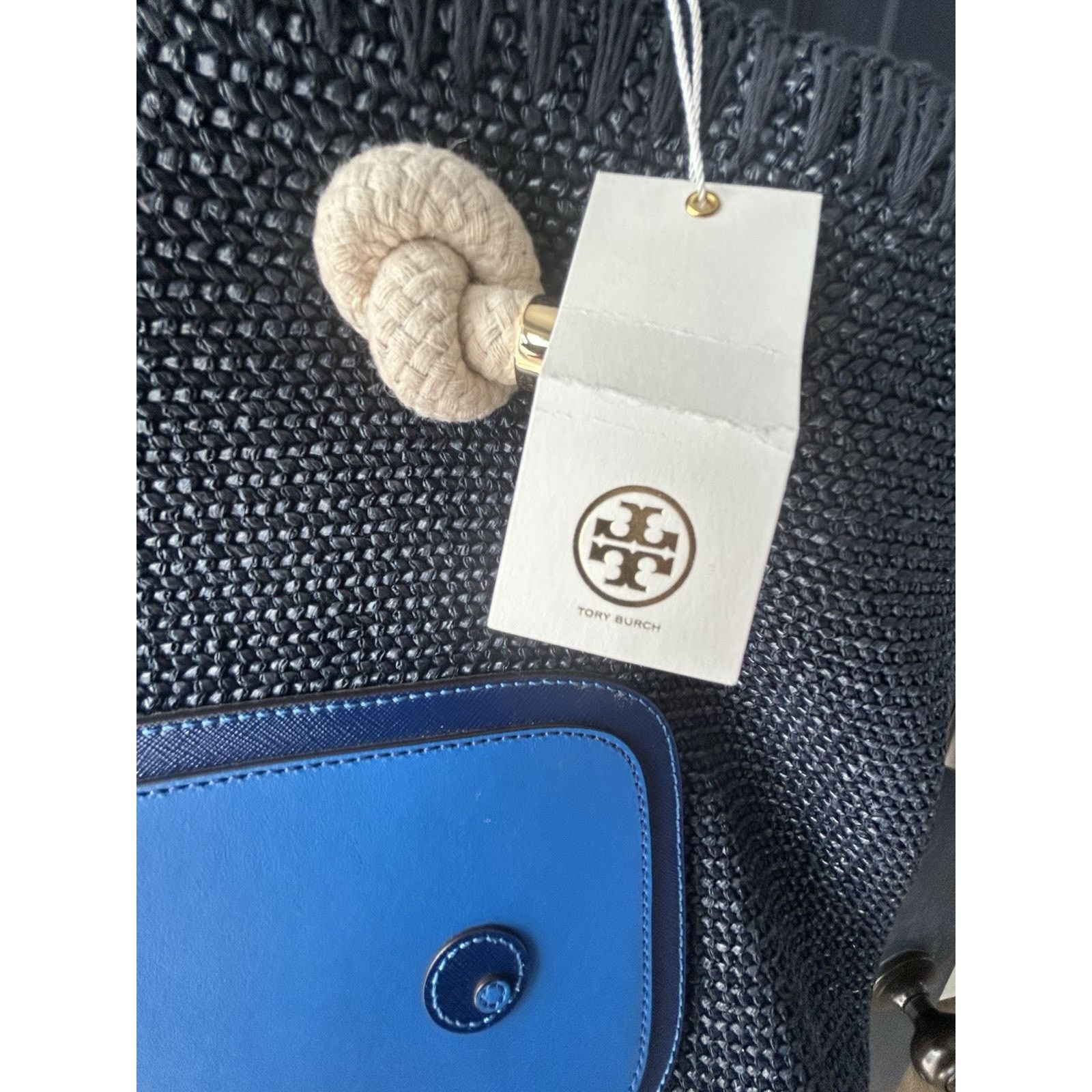 Tory Burch NWT Tory Burch Knotted Whale Tote Navy Blue Handbag Bag Rare Size ONE SIZE - 3 Thumbnail