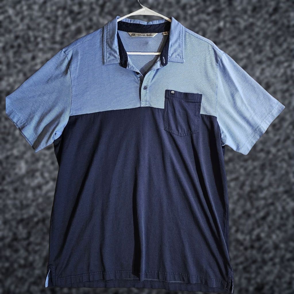 TravisMathew Travis Mathew Signature Golf Performance Polo Mens XL Blue & Black Size US XL / EU 56 / 4 - 1 Thumbnail