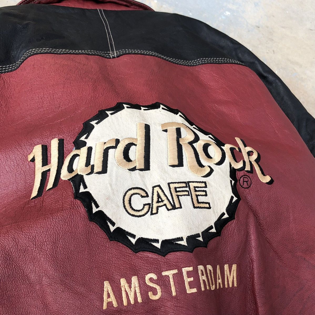 Hard Rock Cafe Vintage 90s Hard Rock Cafe Amsterdam Leather Bomber Jacket Size US XL / EU 56 / 4 - 3 Thumbnail