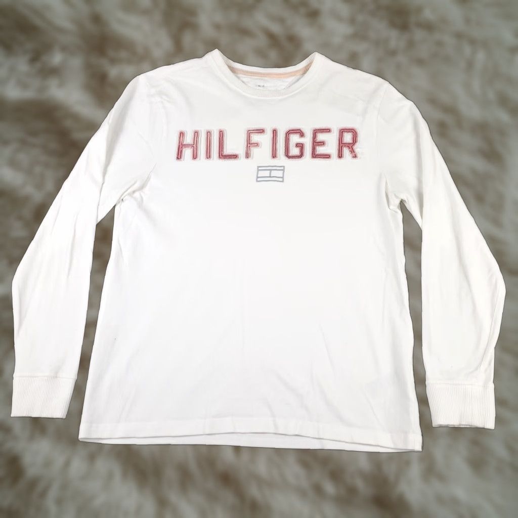 Tommy Hilfiger Tommy Hilfiger Sweater Womens Large White Crew Neck Pullover Long Sleeve Cotton Blend Casual Fall Winter * Size L / US 10 / IT 46 - 1 Thumbnail