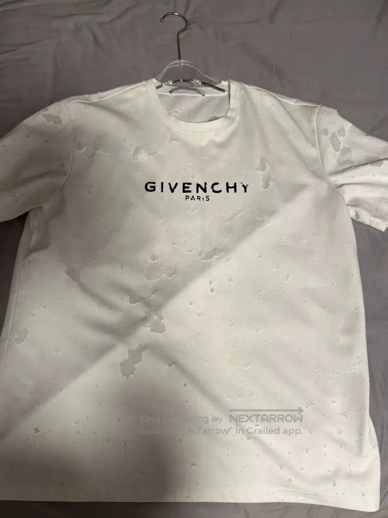 Givenchy Ripped Short-Sleeve T-Shirt White L Size