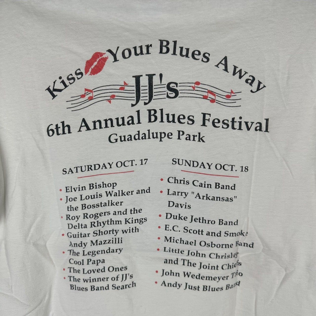 Vintage 1993 6th Annual Blues Festival Kiss Your Blues Away Tee Size US L / EU 52-54 / 3 - 4 Thumbnail