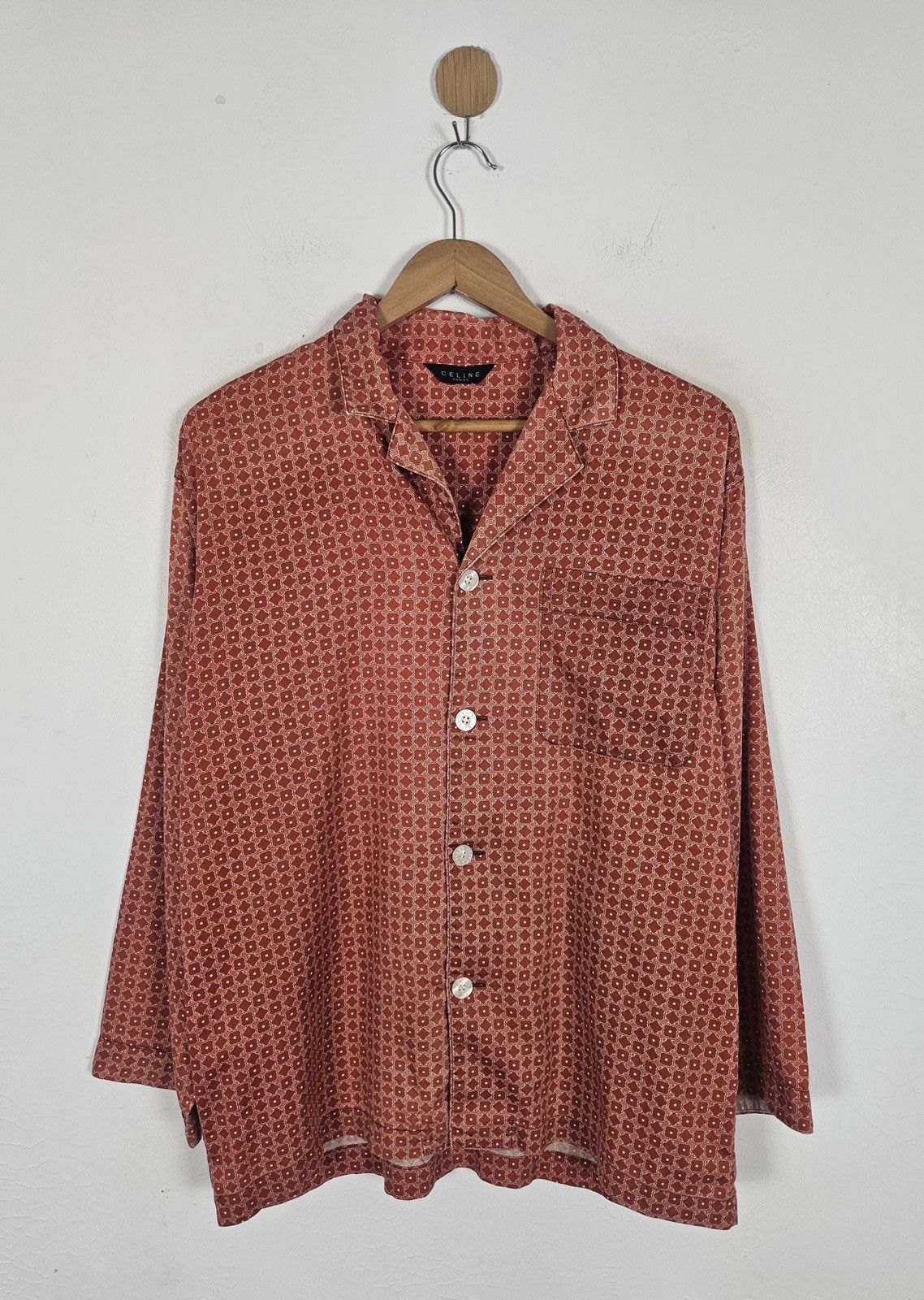 Celine Vintage Celine Monogram Homme Open Collar Shirt Size US L / EU 52-54 / 3 - 1 Thumbnail