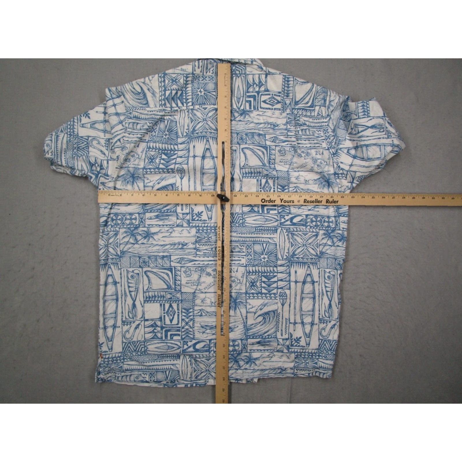 Quiksilver Quiksilver Shirt Mens L Blue Button-Up Hawaiian Sandwhich Isles Tiki Cotton Nautical Geometric Short Sleeve Size US L / EU 52-54 / 3 - 7 Thumbnail