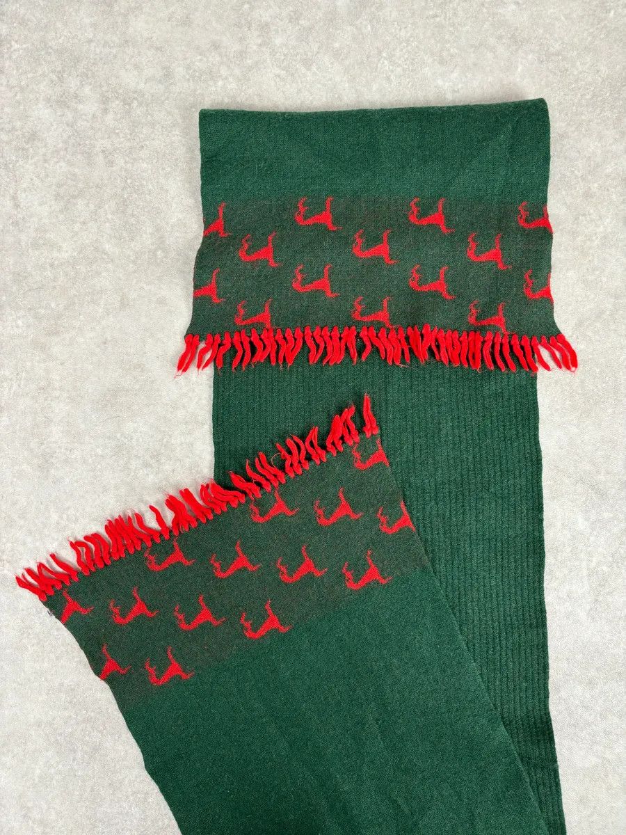 Givenchy 1990s Givenchy Green & Red Cashmere Abstract Scarf Size ONE SIZE - 5 Thumbnail