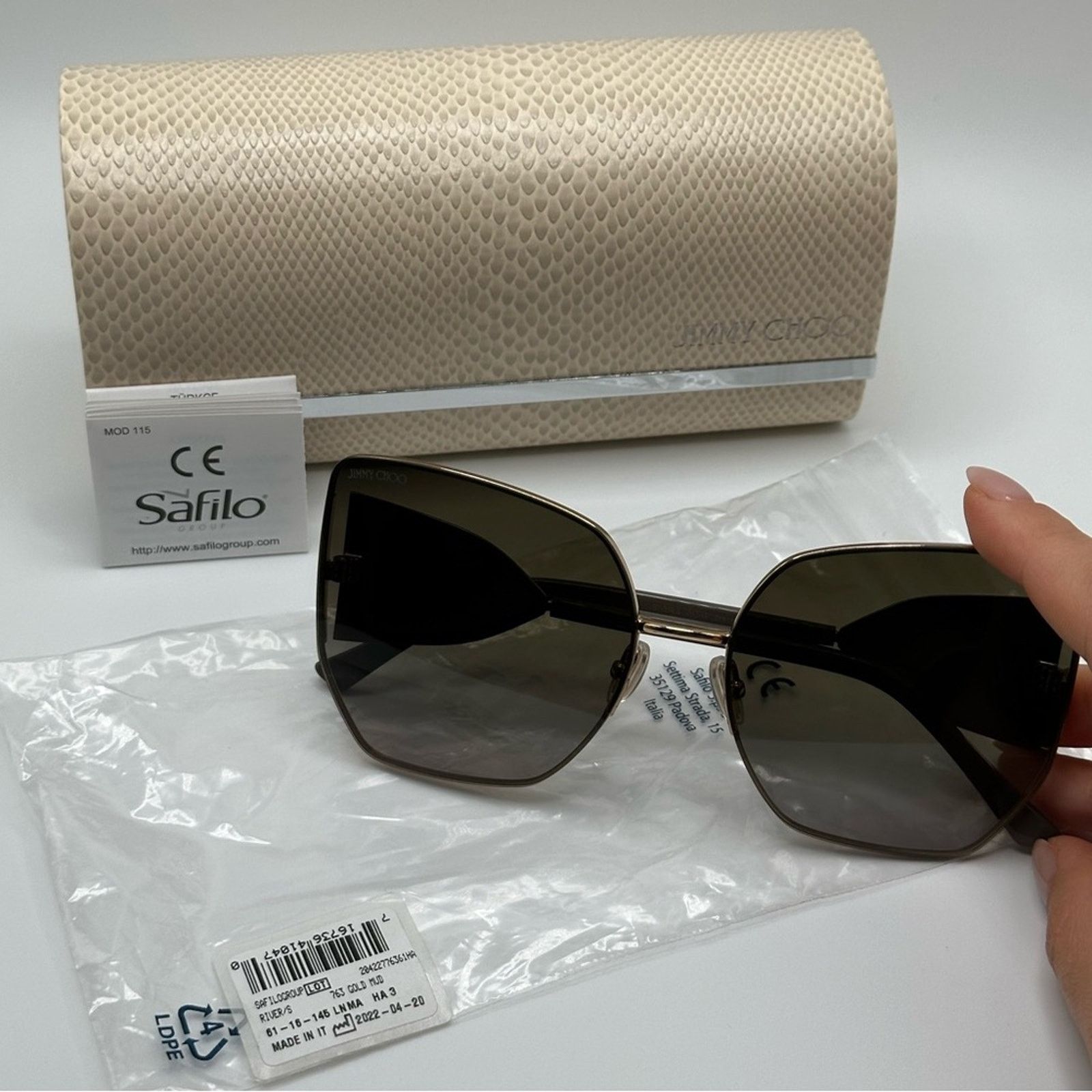 Jimmy Choo NEW JIMMY CHOO River/S 763 Gold Oversized Women Sunglasses Size ONE SIZE - 11 Thumbnail