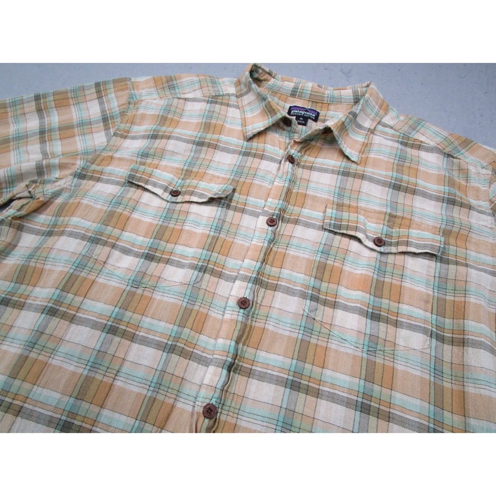 Patagonia Patagonia Shirt Mens XL Beige Check Short Sleeve Button-Up 100% Organic Cotton Workwear Size US XL / EU 56 / 4 - 2 Thumbnail