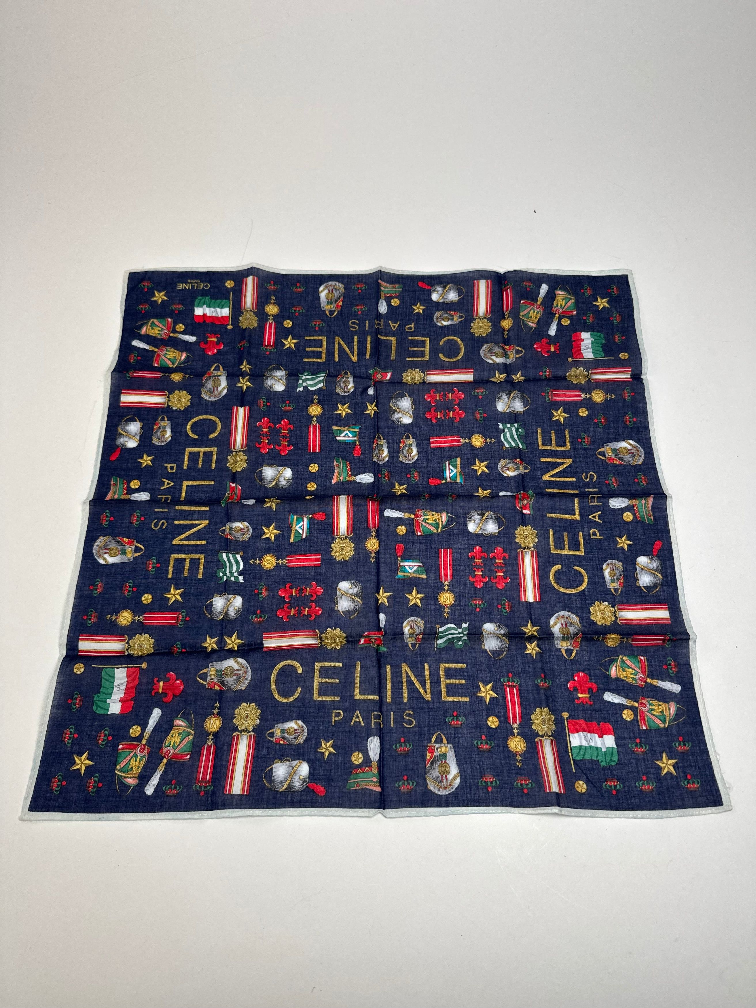 Celine Vintage Paris Scarf Navy Size ONE SIZE - 1 Thumbnail