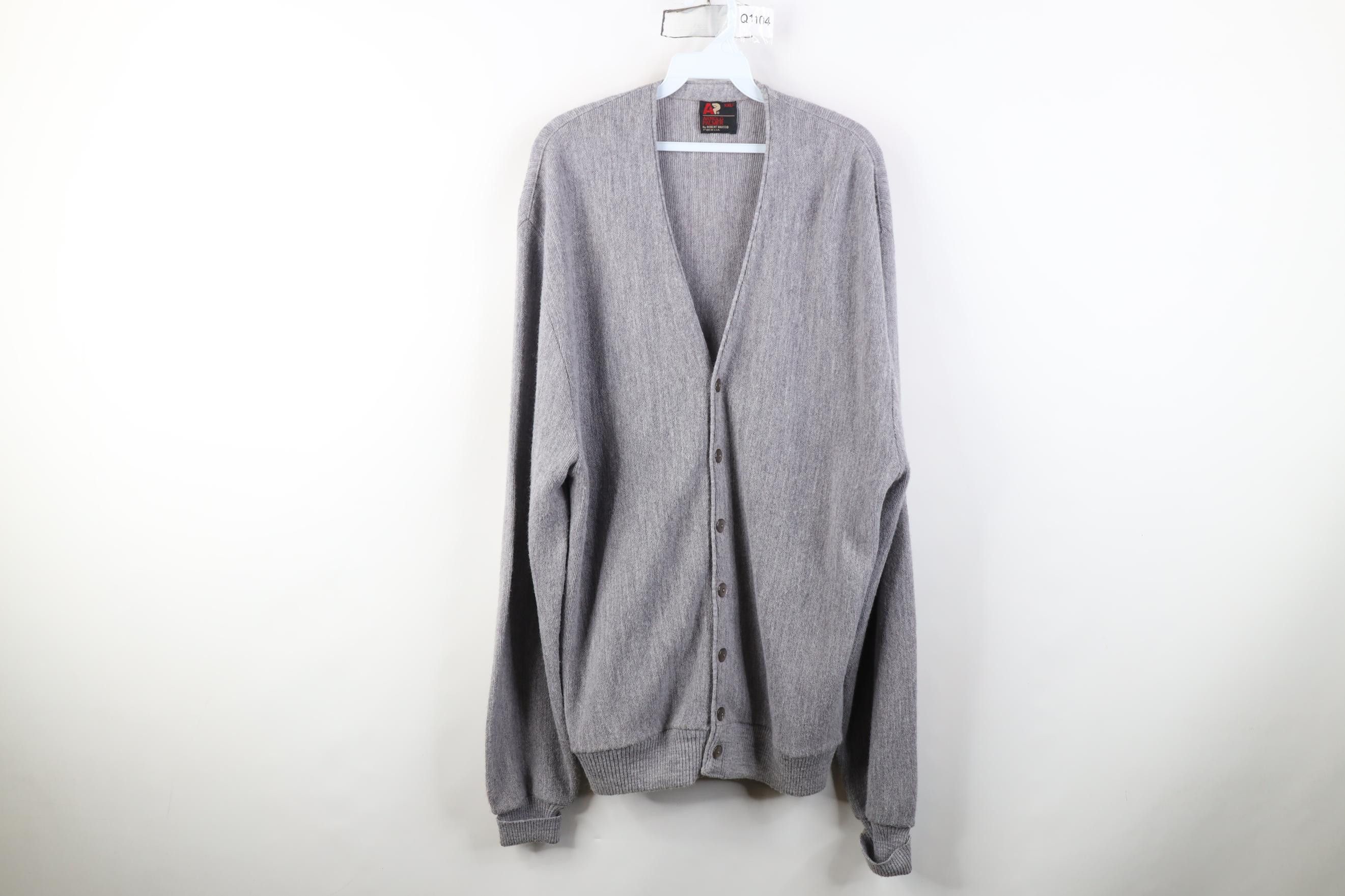 Vintage Vintage 70s Streetwear Chambray Cardigan Sweater Gray USA Size US XXL / EU 58 / 5 - 1 Thumbnail