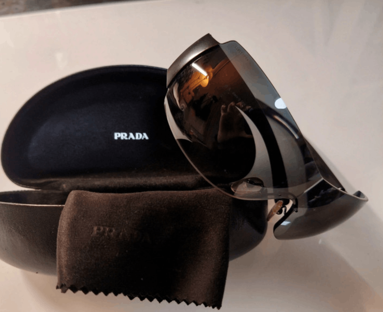 Prada × Vintage PRADA Sunglasses Rimless Sport Metal Frame Shield RI715 Size ONE SIZE - 2 Thumbnail