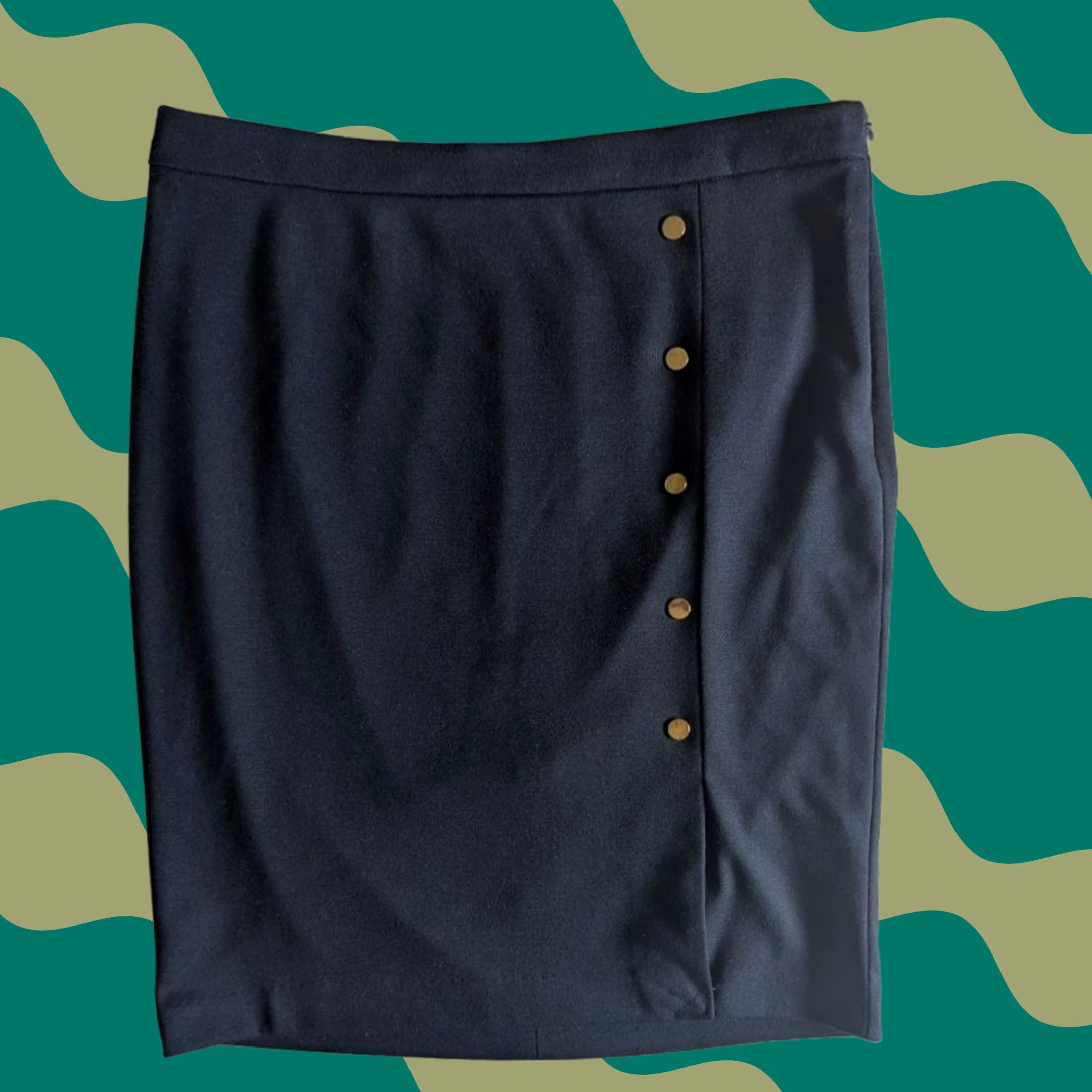 Vintage The Limited Skirt Womens 8 Blue Navy Pencil Stretch Gold Buttons Sailor Chic Office EUC Size 30" / US 8 / IT 44 - 1 Thumbnail