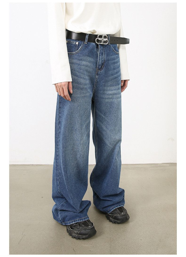 Japanese Brand Men's handsome loose washed straight washed jeans y2k Size US 32 / EU 48 - 2 Thumbnail