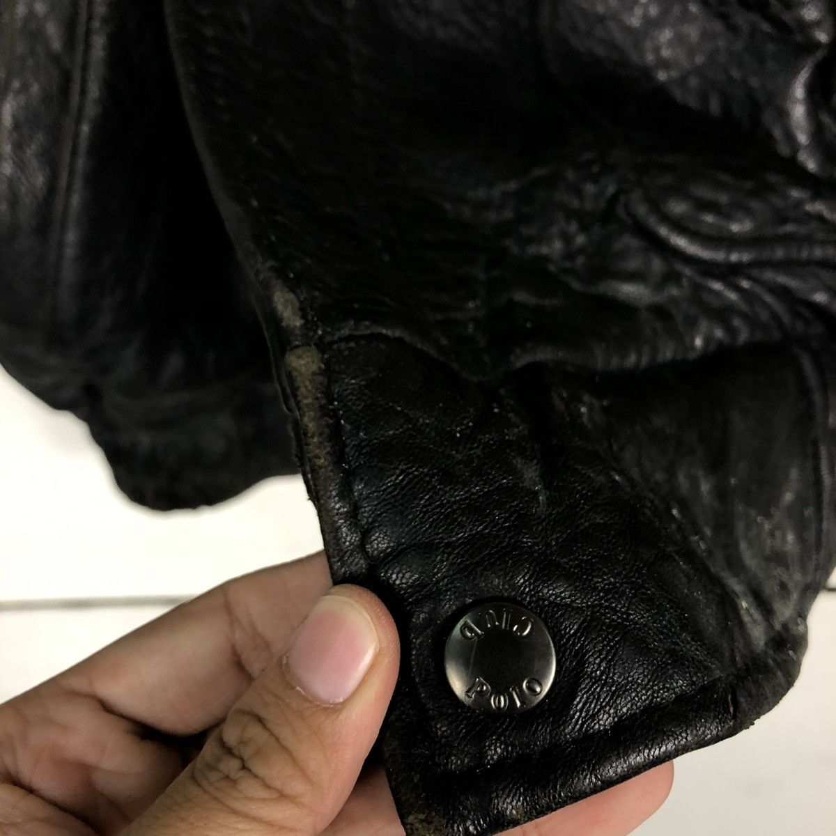 Japanese Brand RICH BLACK - VINTAGE BIKER LEATHER JACKET POLO CLUB BIGLOGO Size US M / EU 48-50 / 2 - 13 Thumbnail