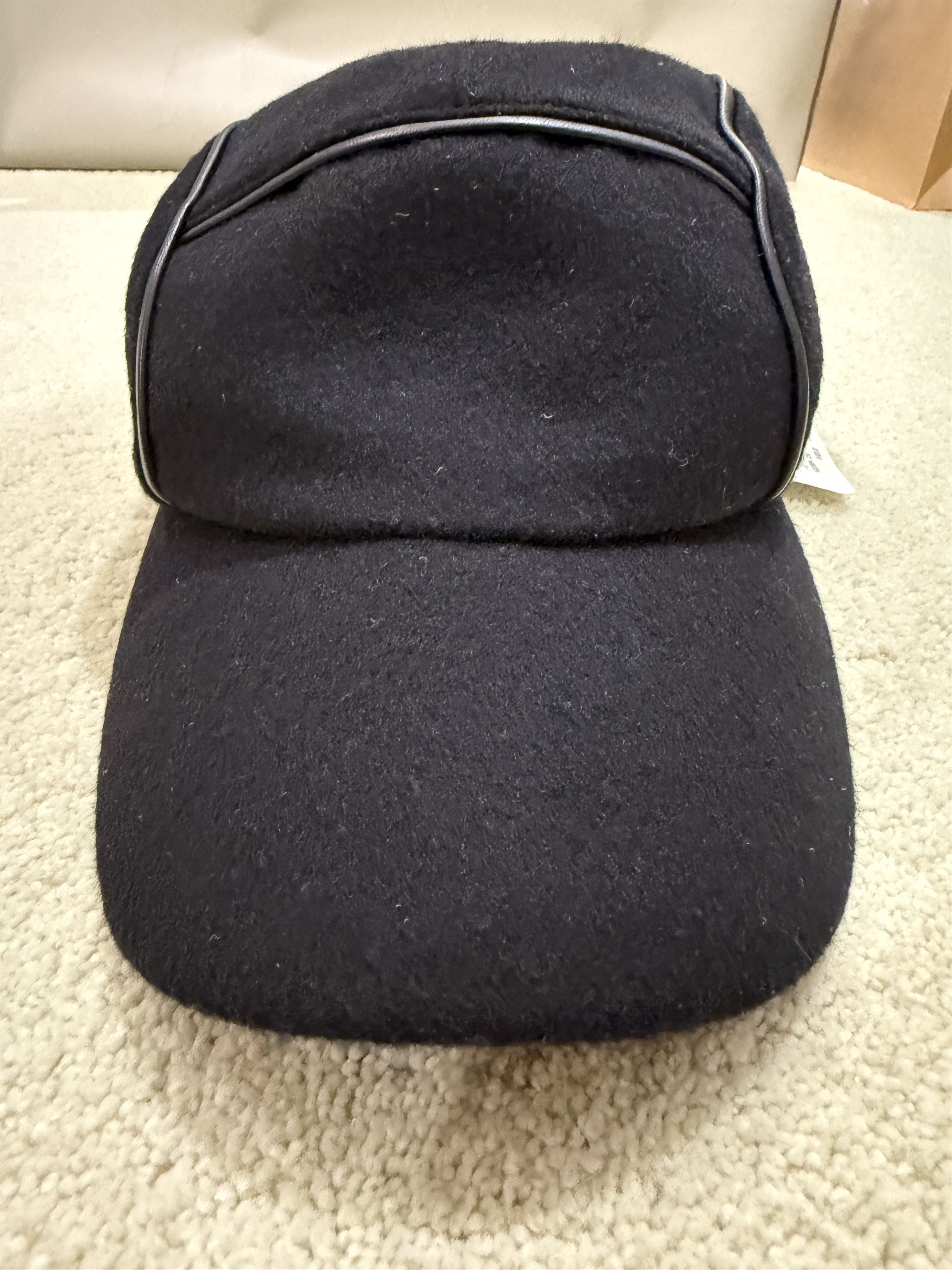 Hermes HERMES AUTHENTIC CASHMERE / LEATHER TRIM BLACK NEVADA CAP Size ONE SIZE - 7 Thumbnail